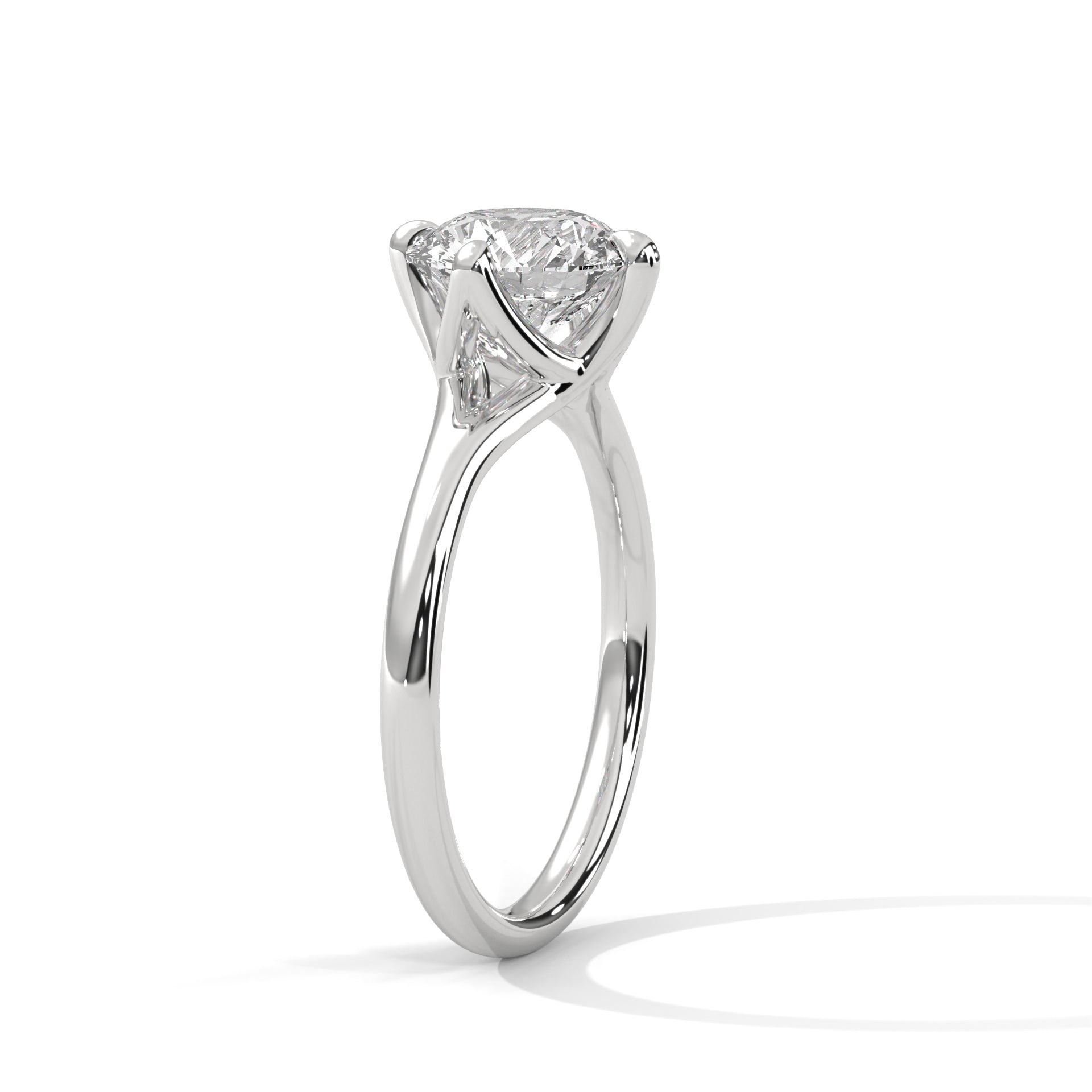 1–3 Carat Round Lab-Grown Diamond Solitaire Engagement Ring – Plain Band, 18K Gold