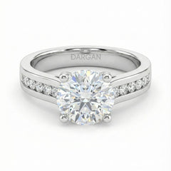 2-3 Carat Round Solitaire Channel Setting Engagement Ring | 18K White, Yellow & Rose Gold | IGI Certified