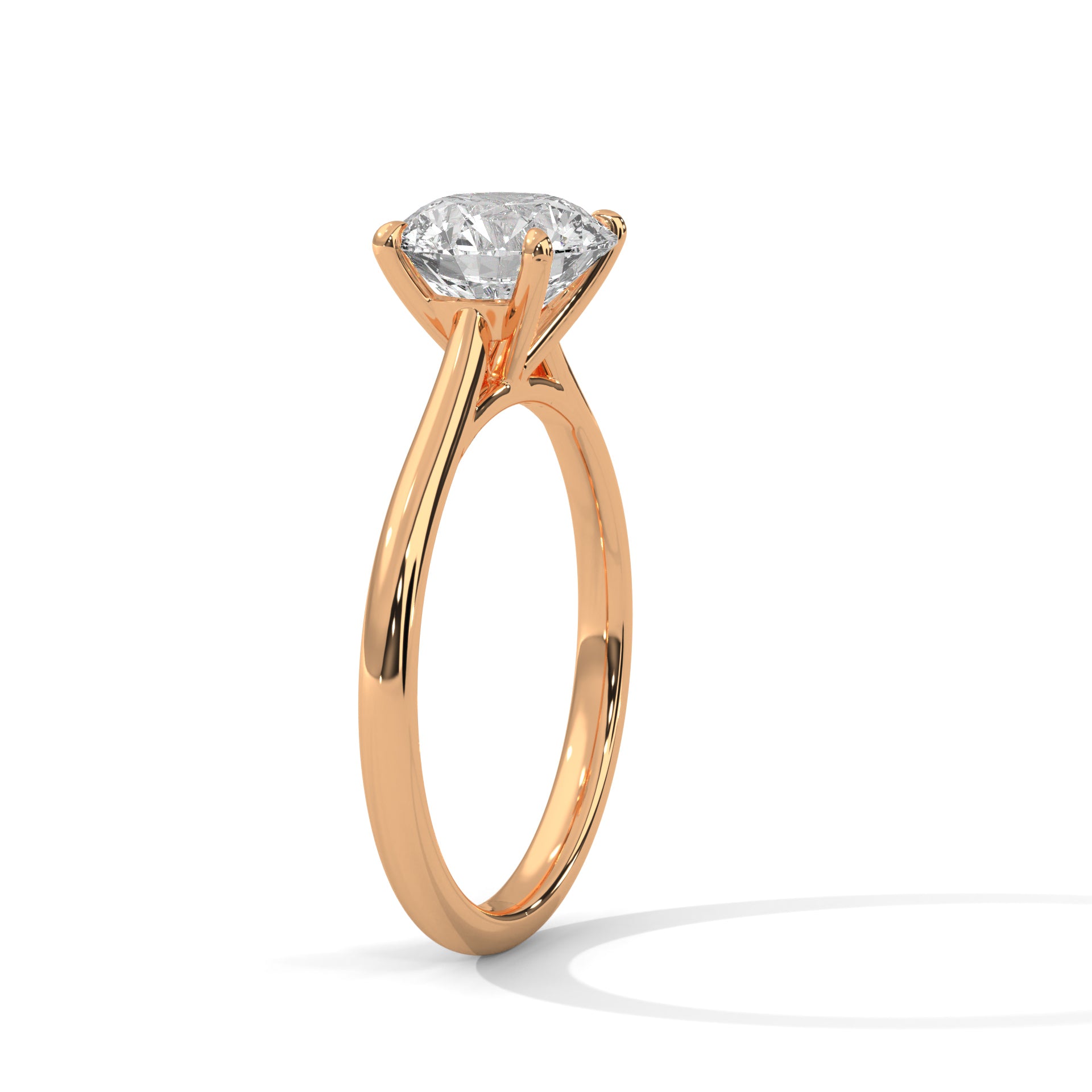1–3 Carat Round Lab Grown Diamond Engagement Ring – Classic Cathedral Four-Prong Setting, 18K Gold