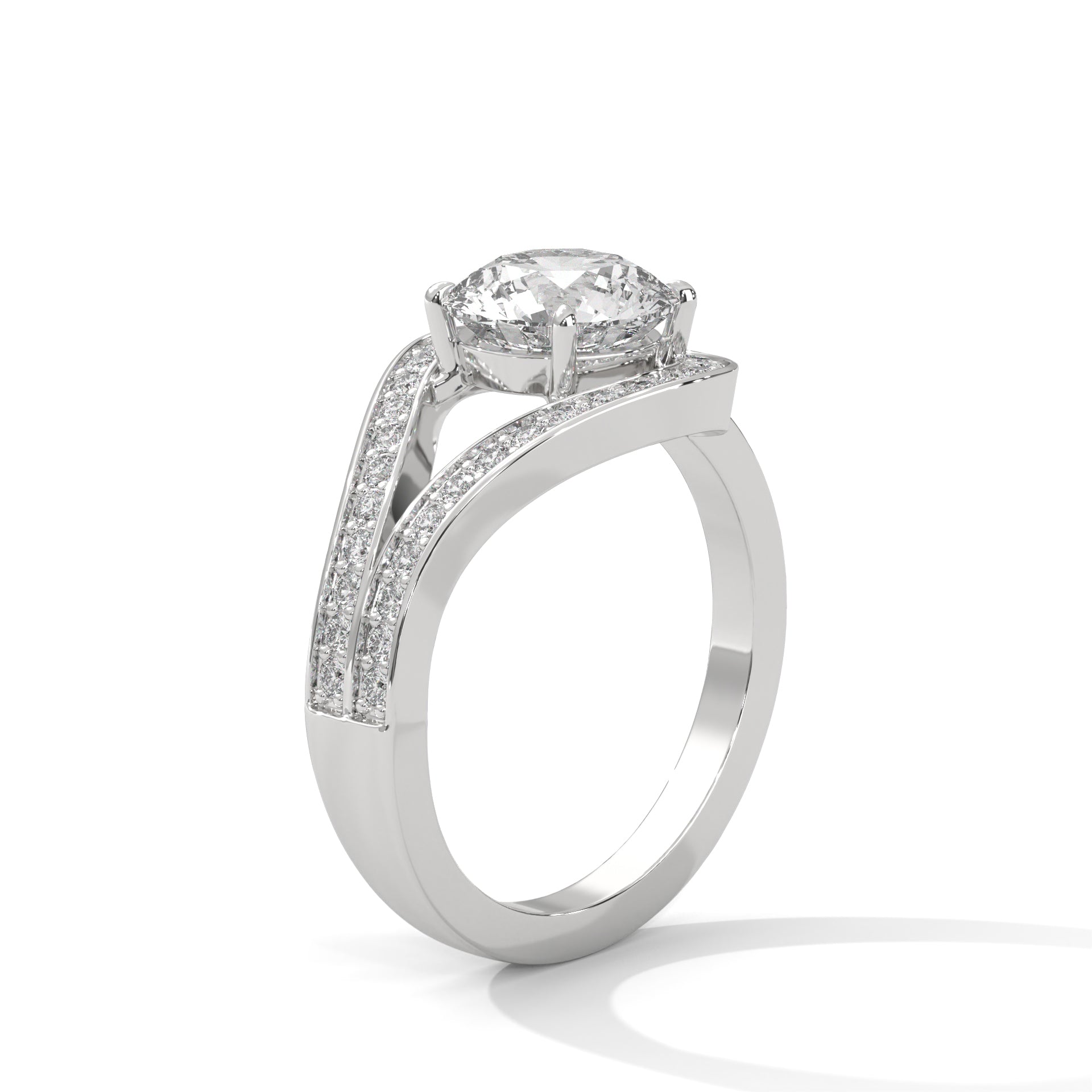 1–3 Carat Round Brilliant Lab-Grown Diamond Solitaire Ring with Half Split Shank – 18K Gold