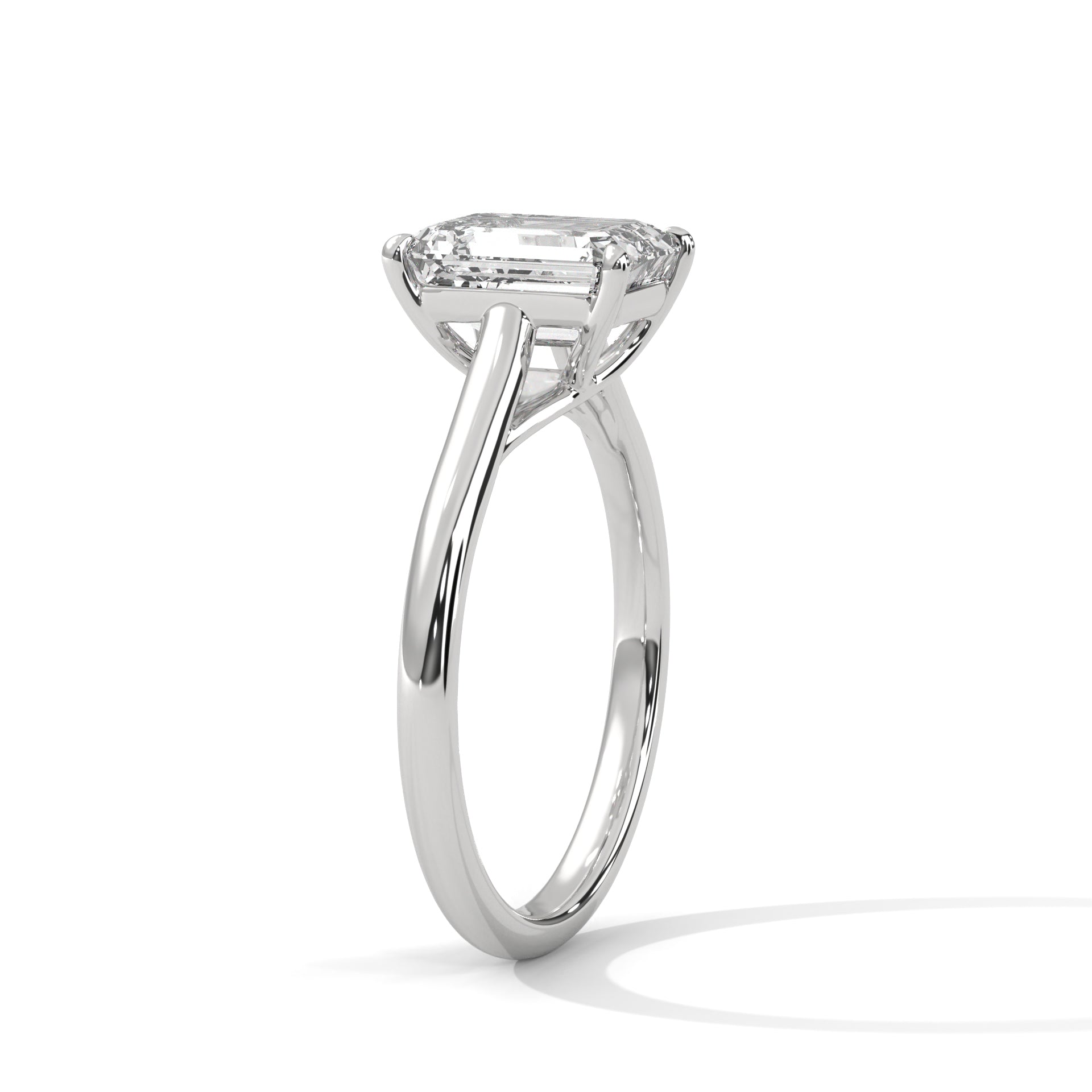 1–3 Carat Emerald Lab Grown Diamond Solitaire Ring – Cathedral Four-Prong Setting in 18K Gold