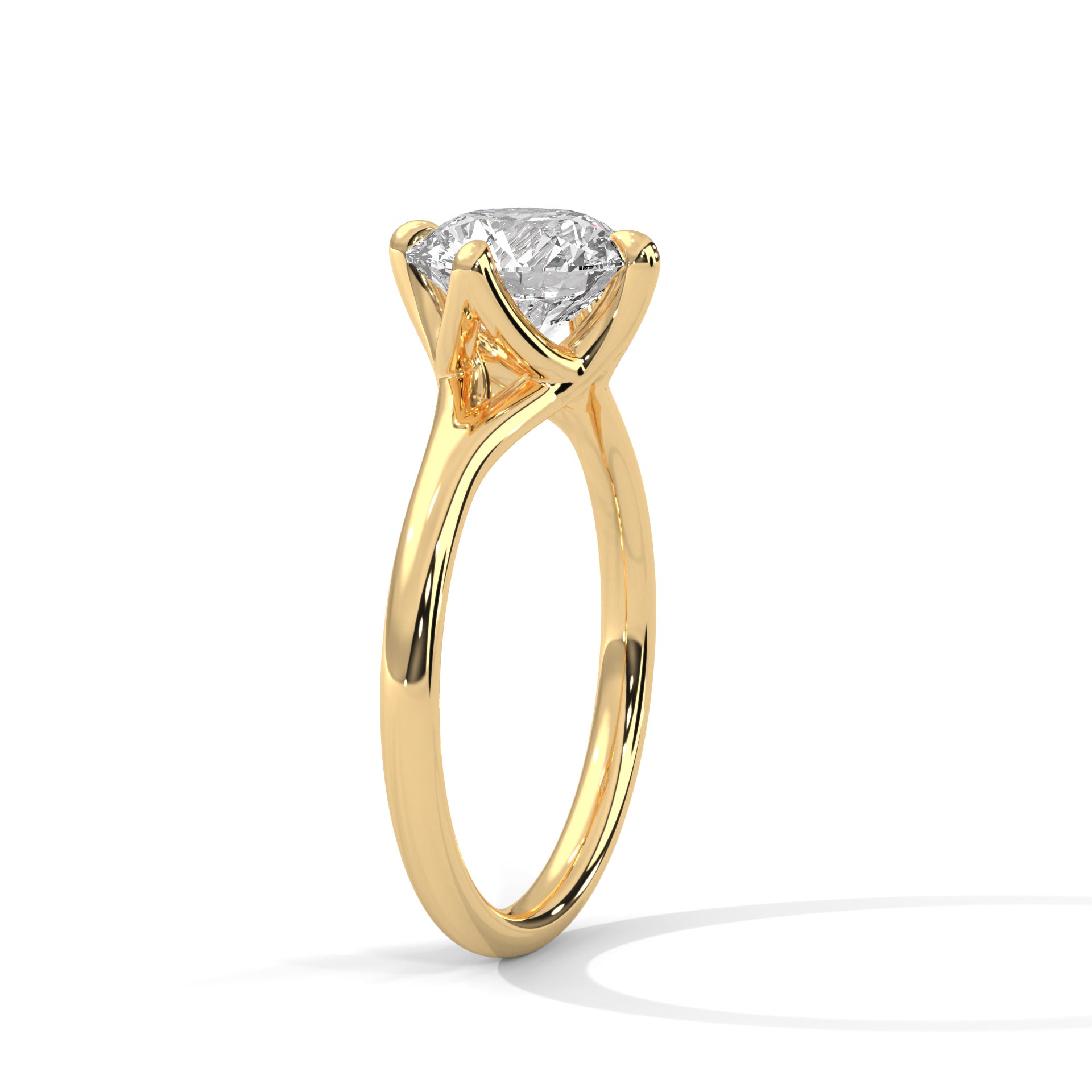 1–3 Carat Round Lab-Grown Diamond Solitaire Engagement Ring – Plain Band, 18K Gold