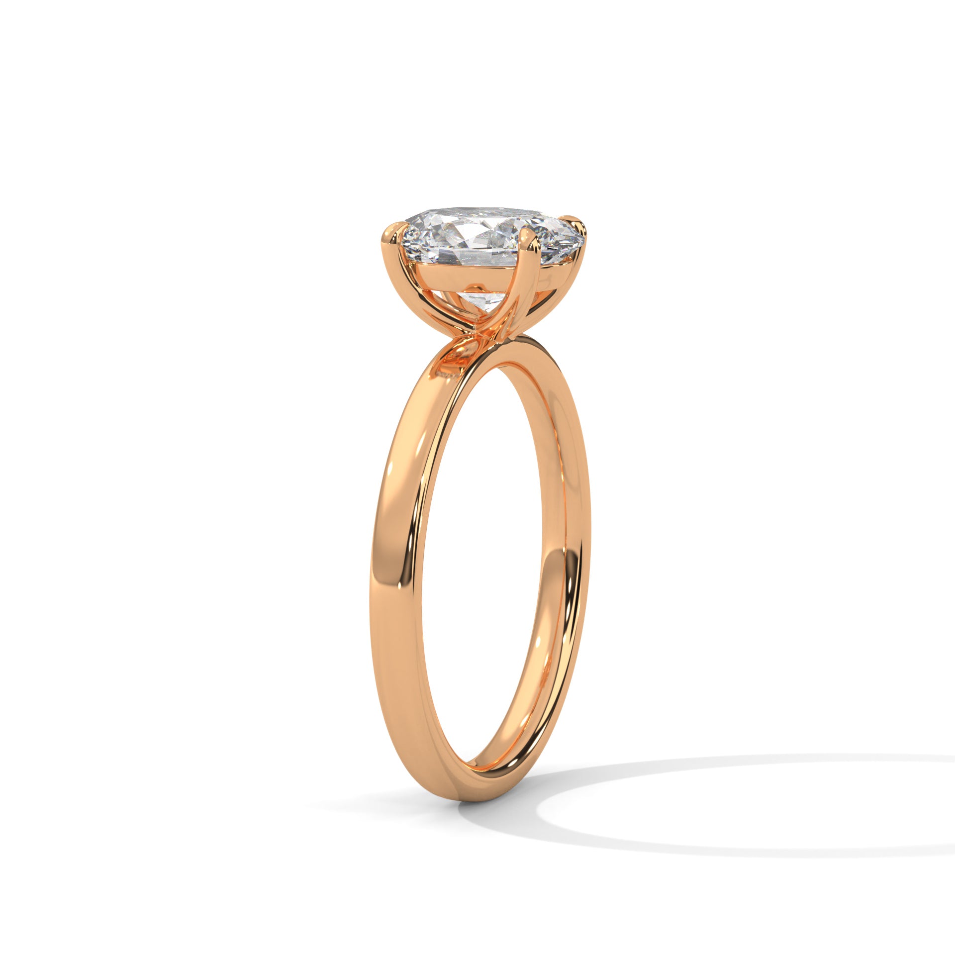 1–3 Carat Oval Cut Lab Grown Diamond Solitaire Ring – Classic Four-Prong Setting in 18K Gold