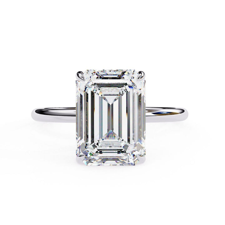 1–5 Carat Emerald Cut Lab Grown Diamond Hidden Halo Ring | Classic Solitaire | Dual Tone Options | IGI Certified | 18K Gold