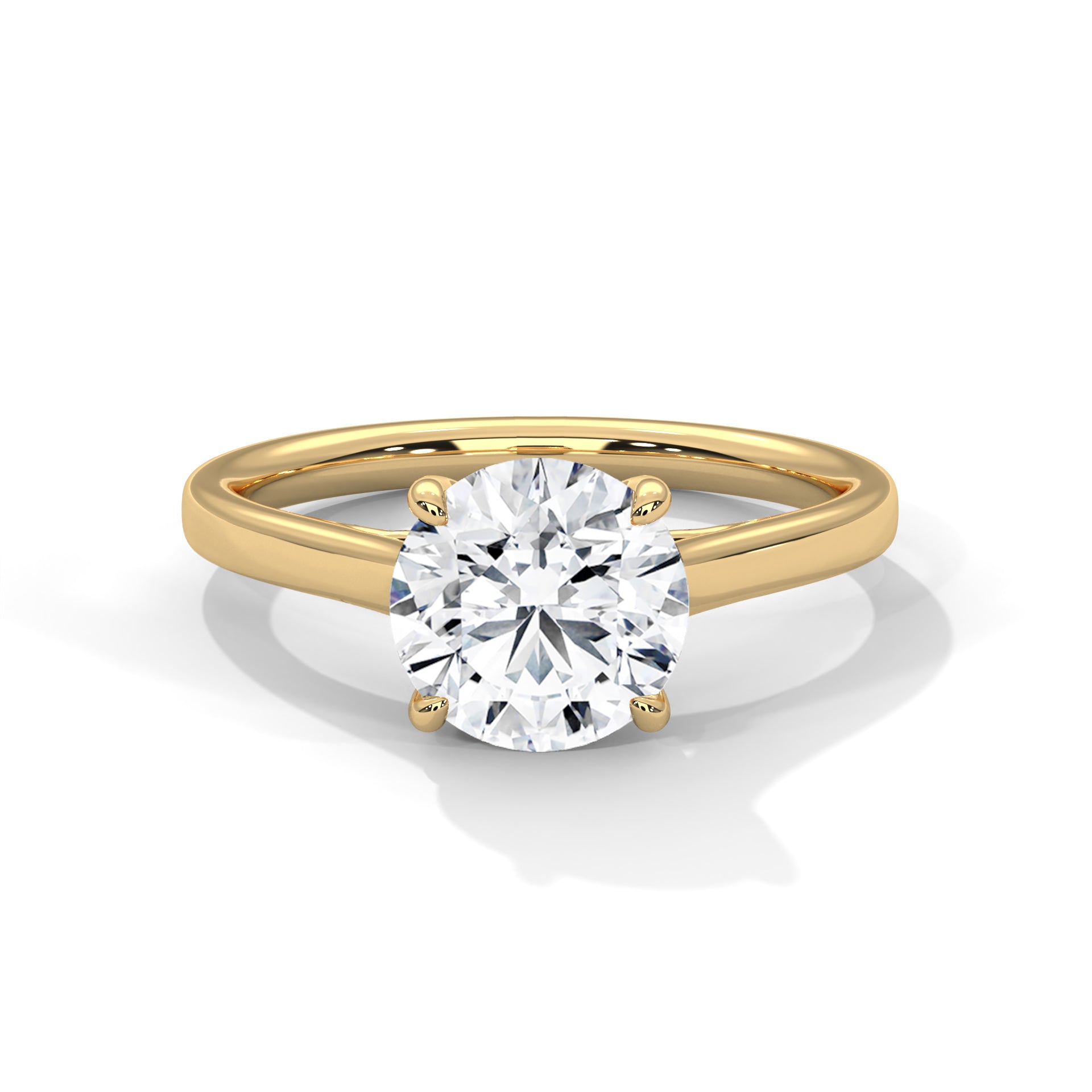 1–3 Carat Round Lab Grown Diamond Solitaire Ring – Cathedral Classic 4-Prong Setting, 18K Gold