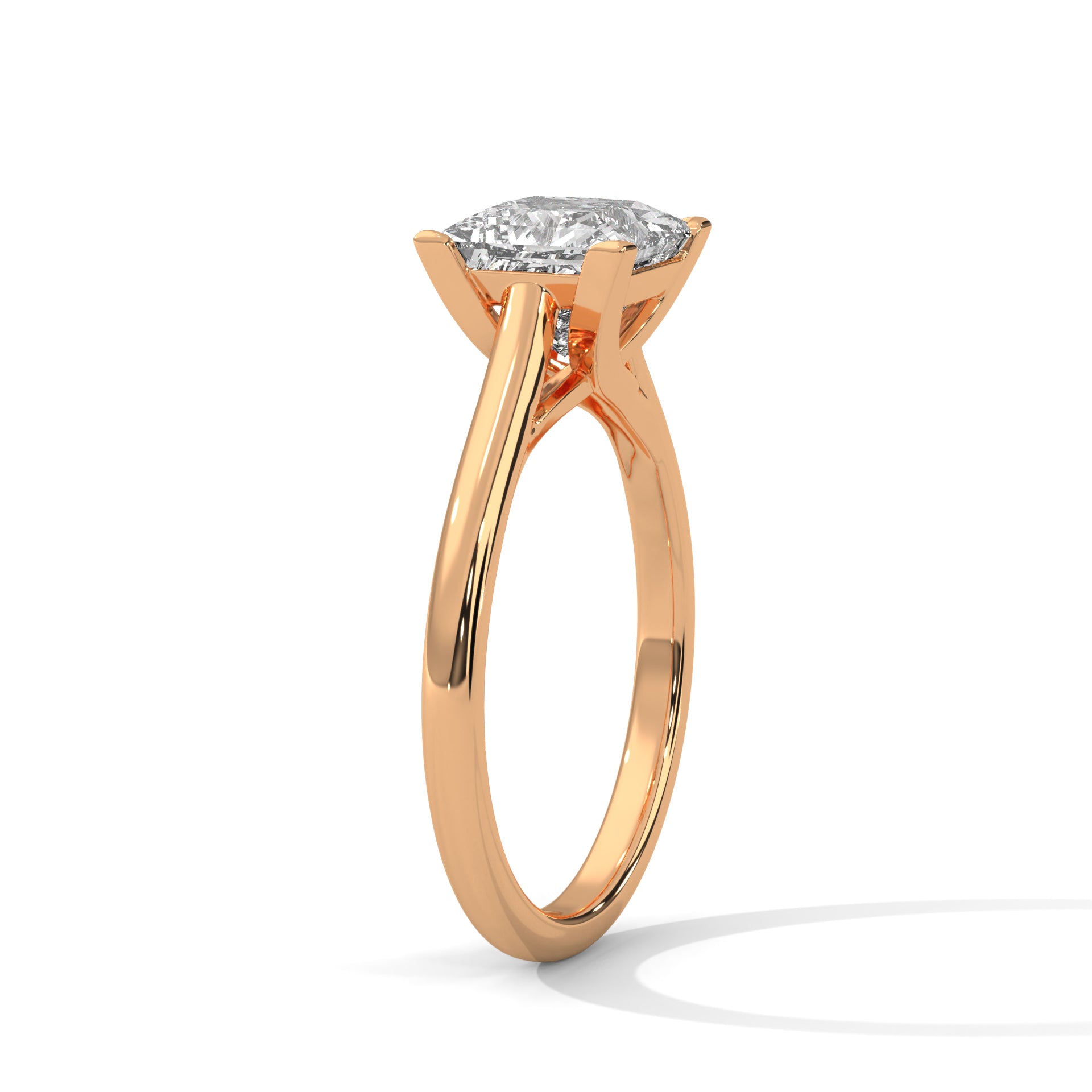 1–3 Carat Princess Lab-Grown Diamond Solitaire Engagement Ring – Plain Band, 18K Gold