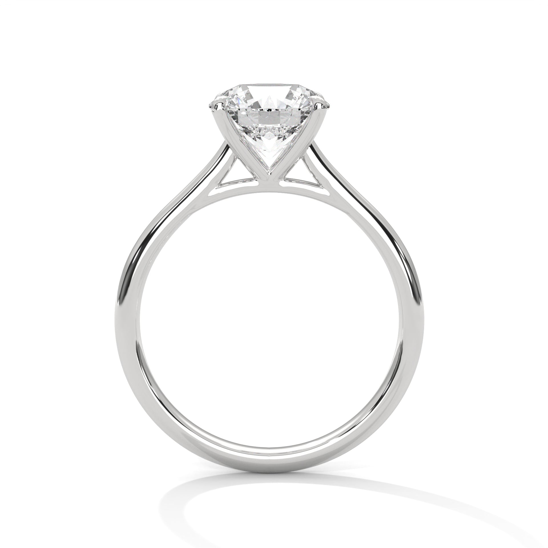 1–3 Carat Round Lab Grown Diamond Engagement Ring – Classic Cathedral Four-Prong Setting, 18K Gold