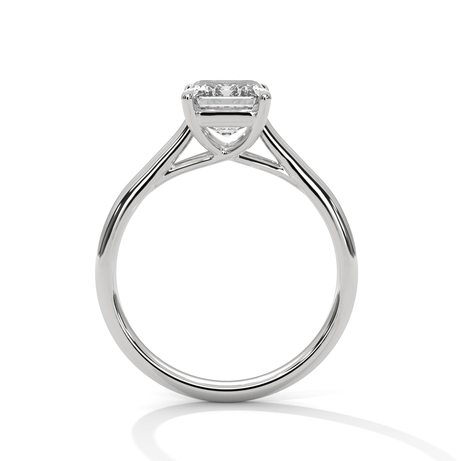 1–3 Carat Emerald Lab Grown Diamond Solitaire Ring – Cathedral Four-Prong Setting in 18K Gold
