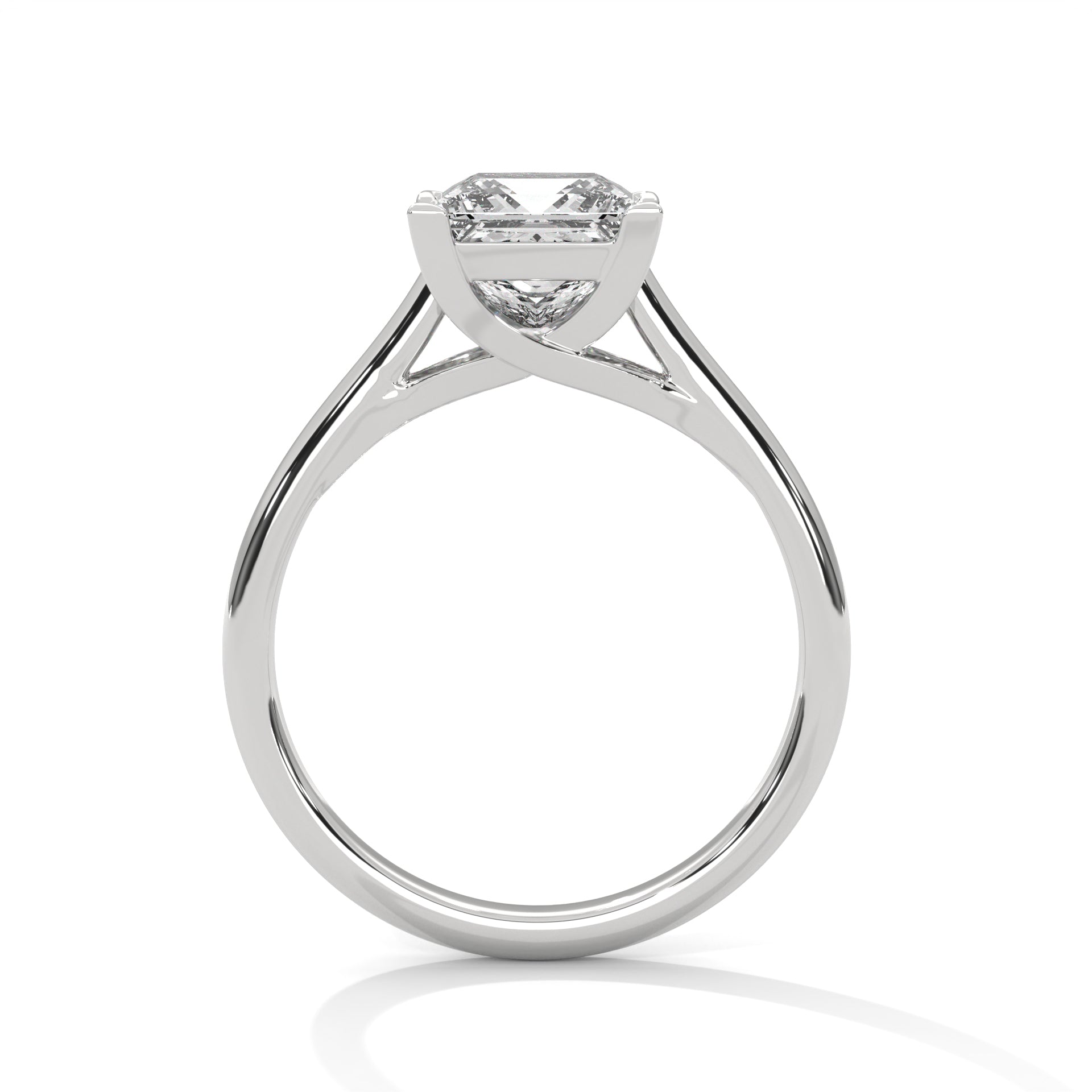 1–3 Carat Princess Lab-Grown Diamond Solitaire Engagement Ring – Plain Band, 18K Gold