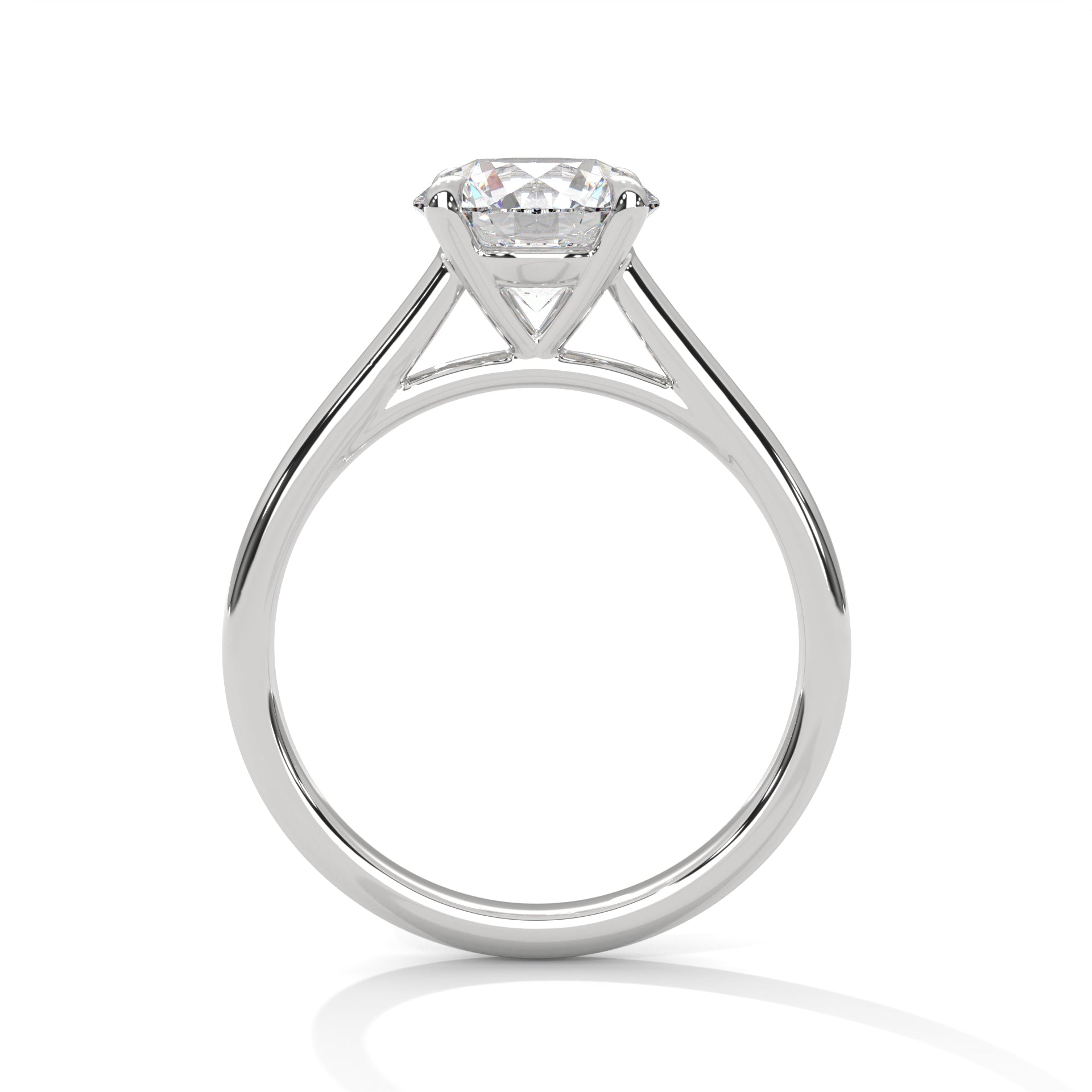 1–3 Carat Round Lab-Grown Diamond Solitaire Engagement Ring – Classic Plain Band, 18K Gold