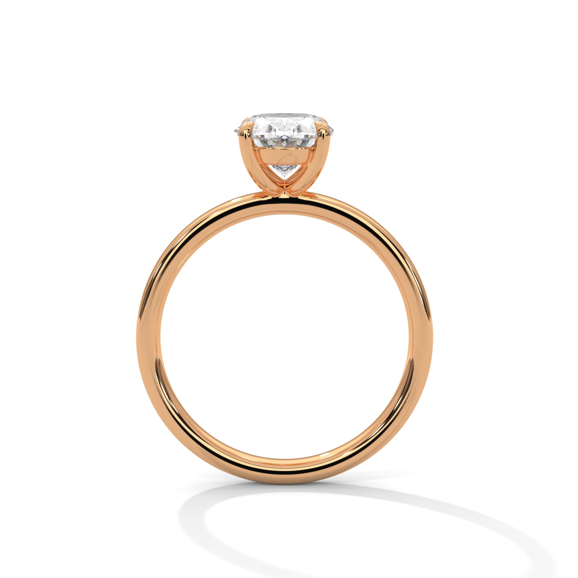 1–3 Carat Oval Cut Lab Grown Diamond Solitaire Ring – Classic Four-Prong Setting in 18K Gold