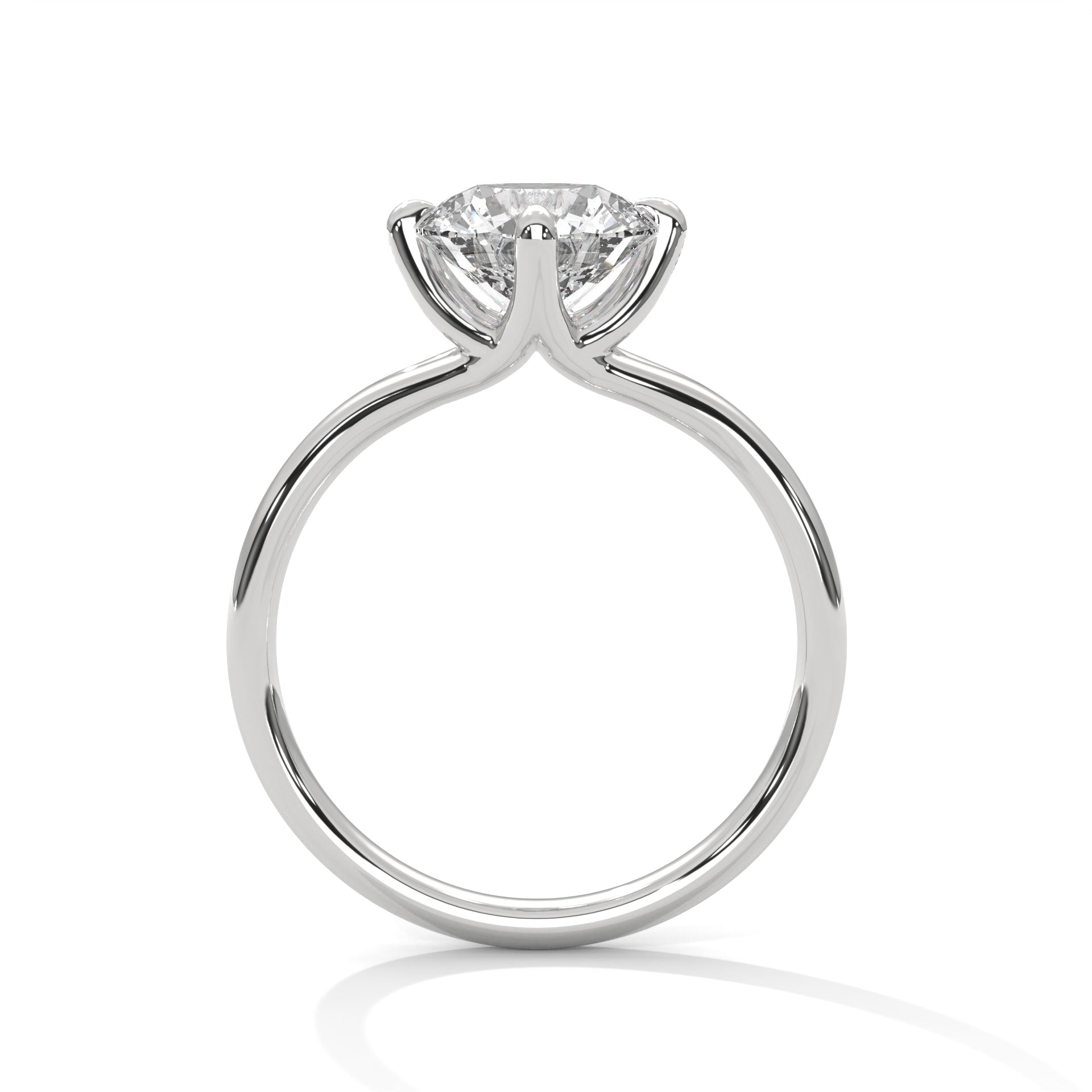 1–3 Carat Round Lab-Grown Diamond Solitaire Engagement Ring – Plain Band, 18K Gold