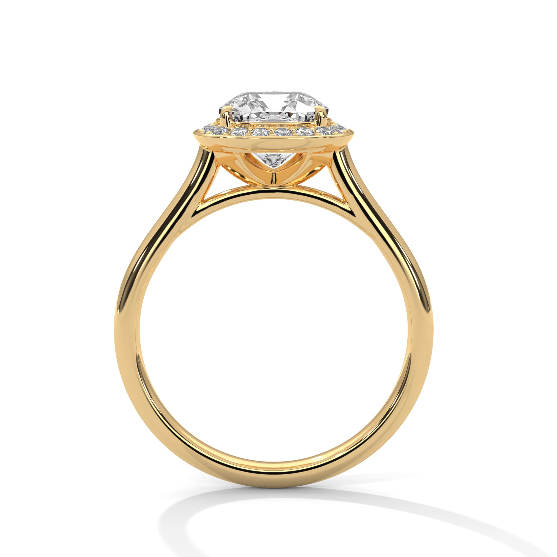 1–3 Carat Cushion Lab Grown Diamond Solitaire Engagement Ring – Four-Prong Setting, Plain Band in 18K Gold