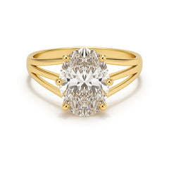 2-Carat Oval Lab-Grown Diamond Solitaire Ring with a Three Split Band/Shank