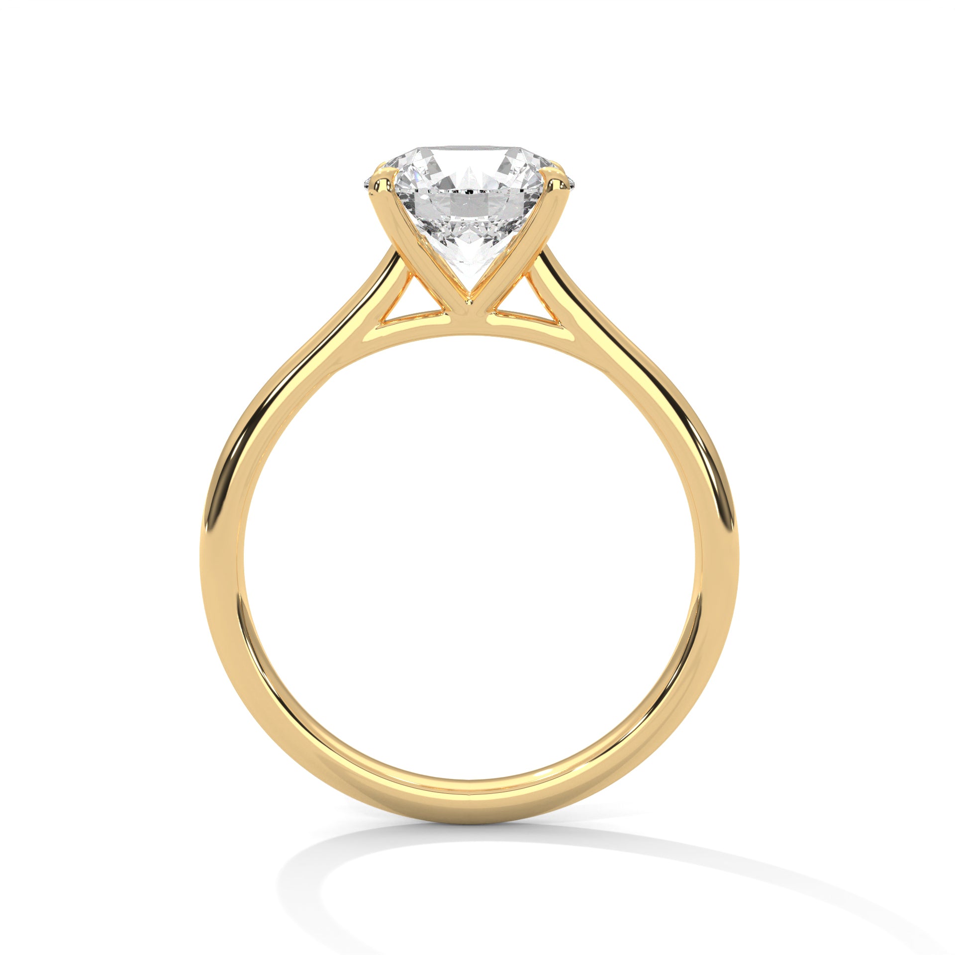 1–3 Carat Round Lab Grown Diamond Engagement Ring – Classic Cathedral Four-Prong Setting, 18K Gold