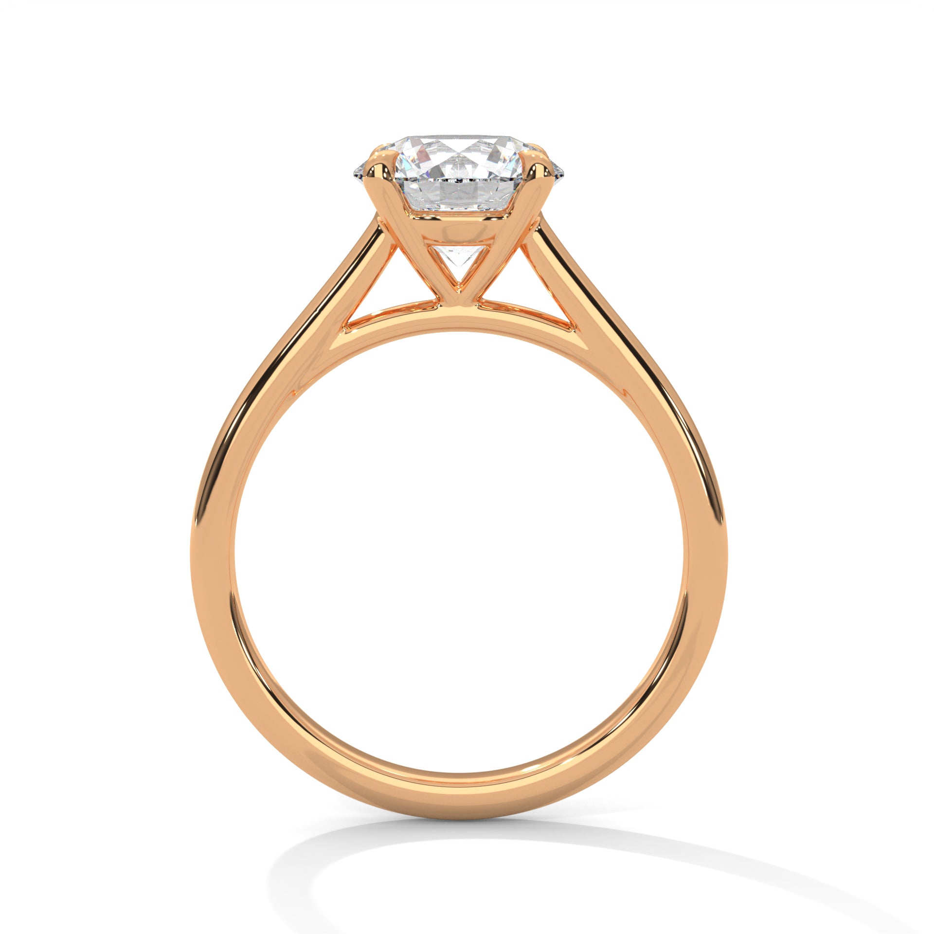 1–3 Carat Round Lab-Grown Diamond Solitaire Engagement Ring – Classic Plain Band, 18K Gold