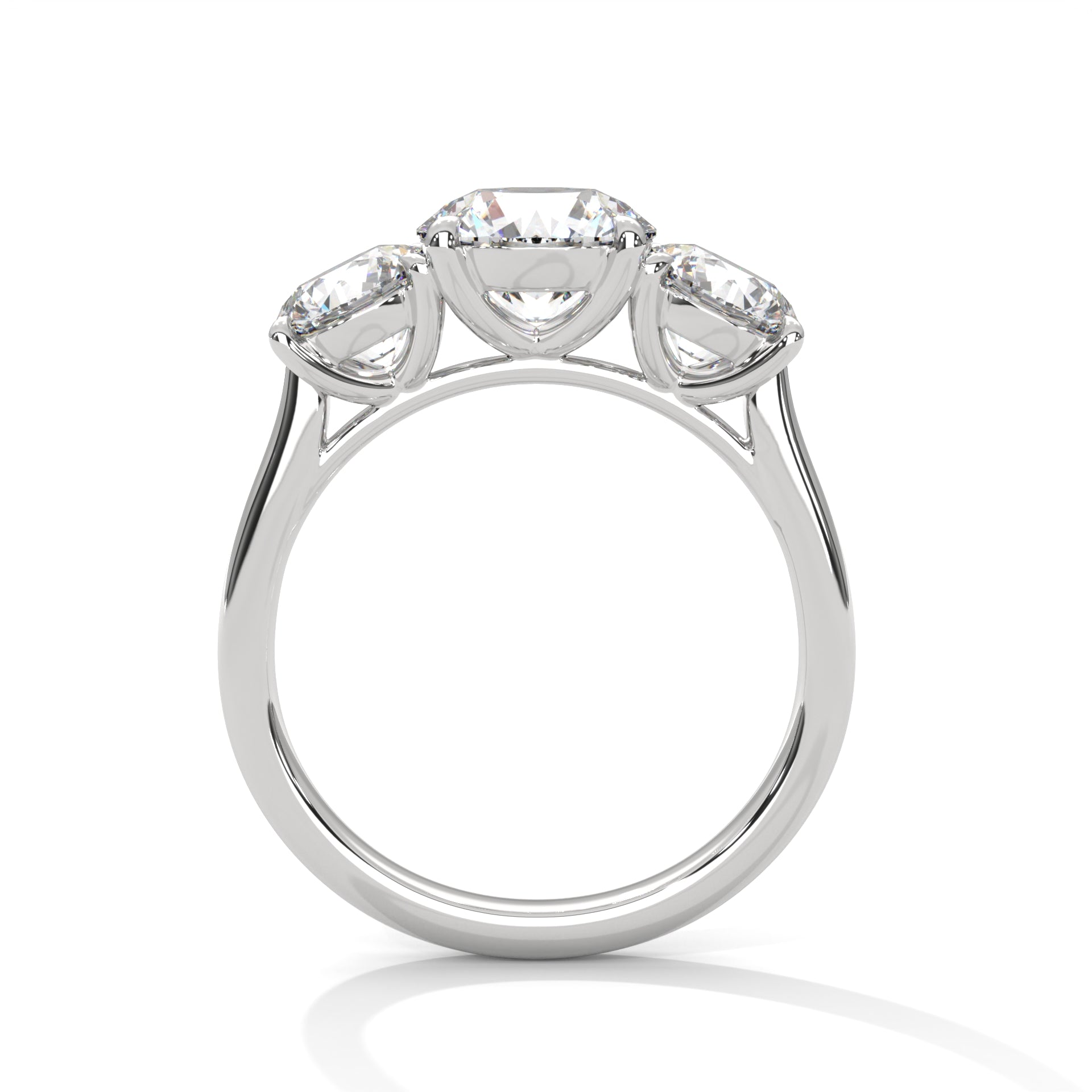 Round Brilliant Cut Diamond Trilogy Engagement Solitaire Ring | 1 to 3 Carat Centre | Round Side Diamonds | 18K Gold