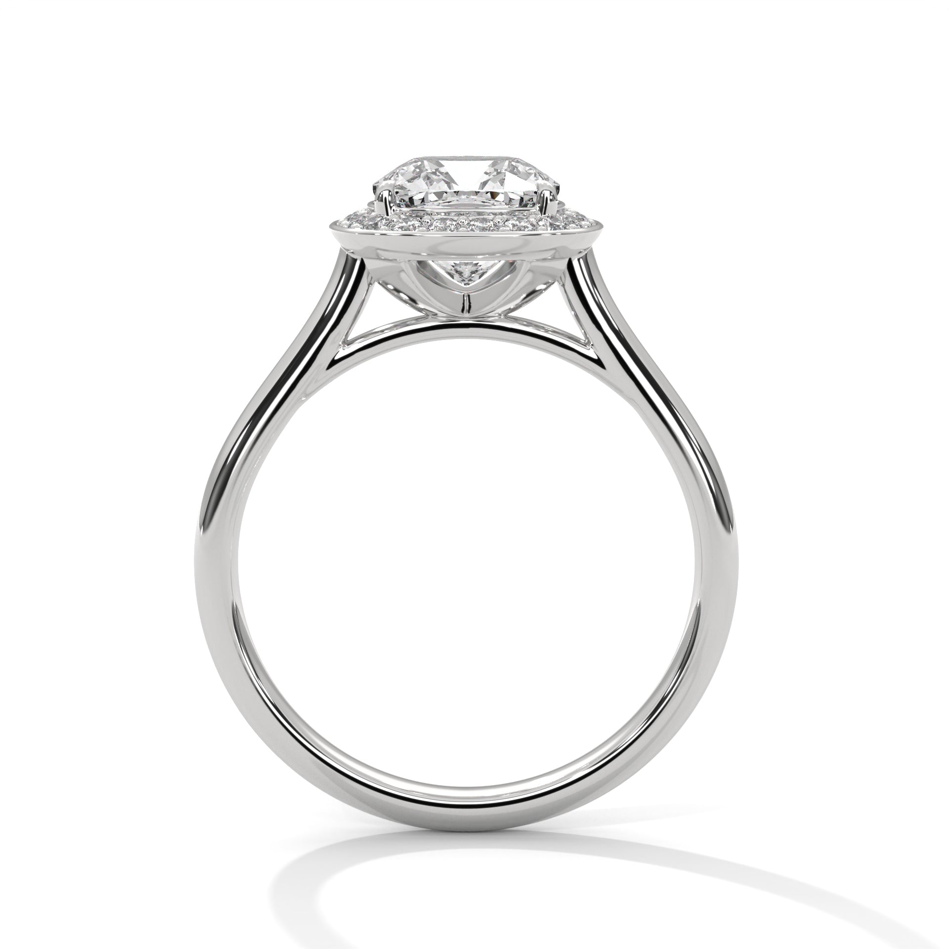 1–3 Carat Cushion Lab Grown Diamond Solitaire Engagement Ring – Four-Prong Setting, Plain Band in 18K Gold