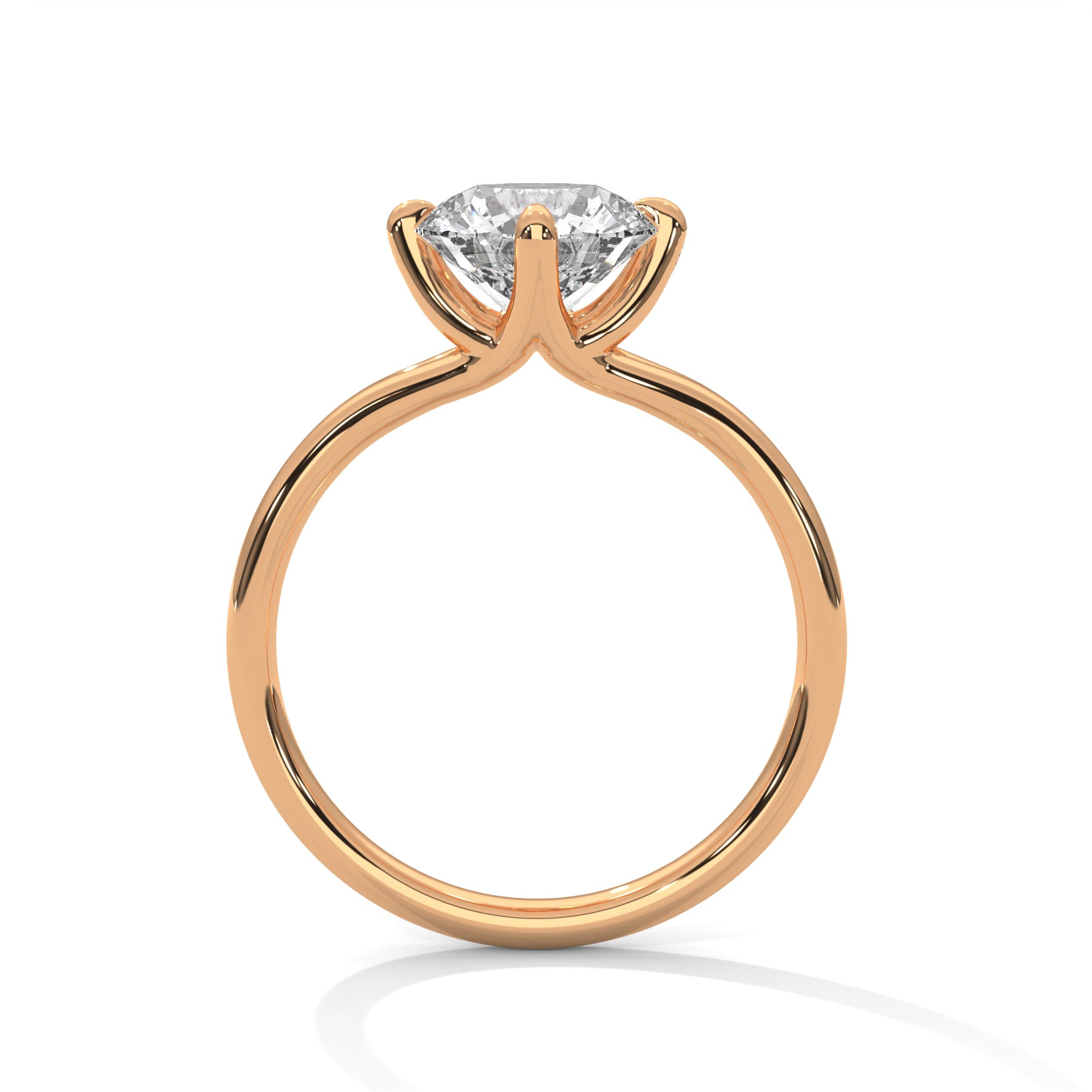 1–3 Carat Round Lab-Grown Diamond Solitaire Engagement Ring – Plain Band, 18K Gold