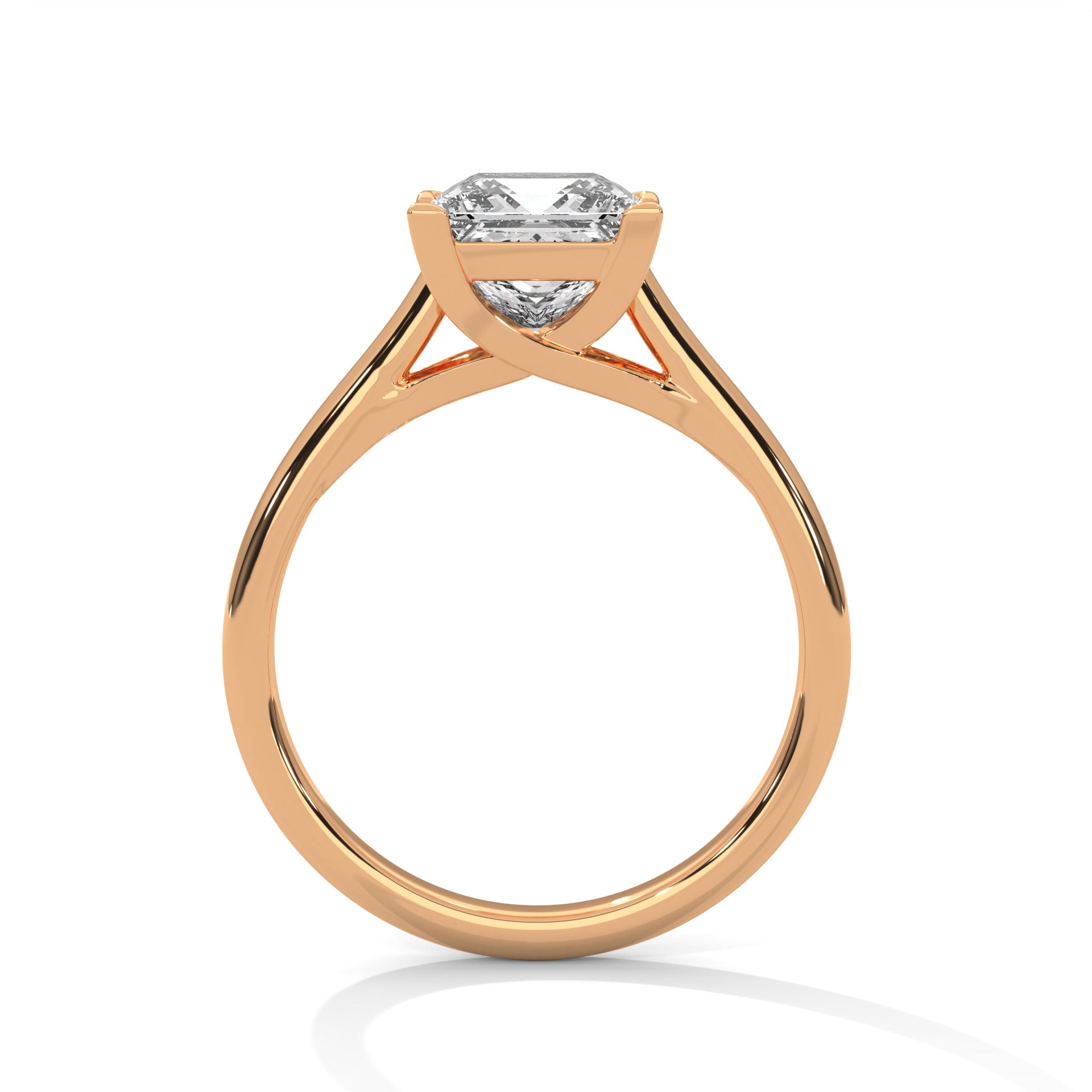 1–3 Carat Princess Lab-Grown Diamond Solitaire Engagement Ring – Plain Band, 18K Gold