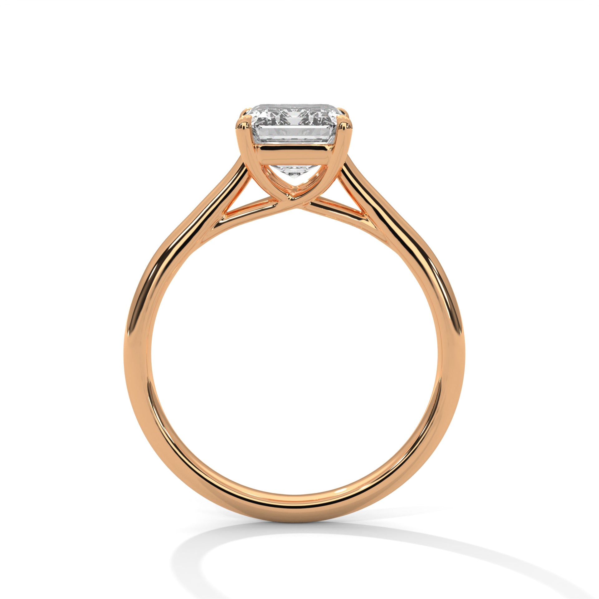 1–3 Carat Emerald Lab Grown Diamond Solitaire Ring – Cathedral Four-Prong Setting in 18K Gold