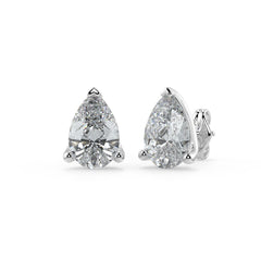 0.50–4 Carat Pear Cut Lab Grown Diamond Stud Earrings | Teardrop Solitaire | 18K White, Yellow & Rose Gold