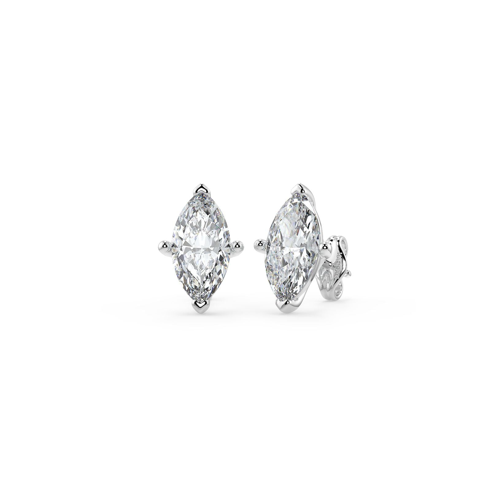0.50–4 Carat Marquise Cut Lab Grown Diamond Stud Earrings | Brilliant Solitaires | 18K White, Yellow & Rose Gold