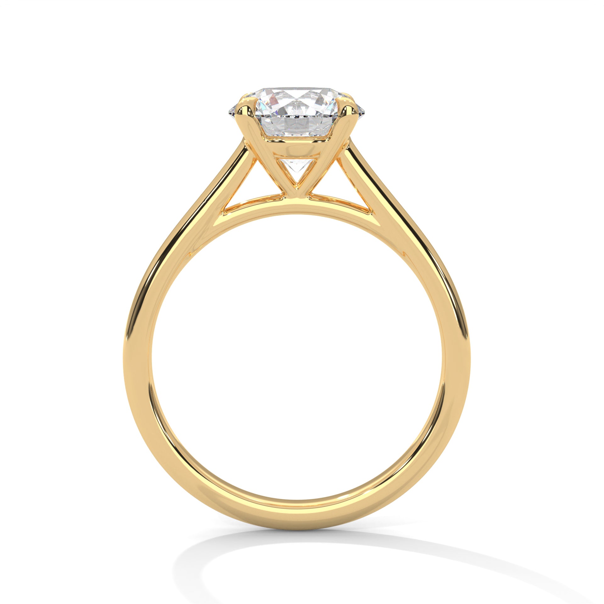 1–3 Carat Round Lab-Grown Diamond Solitaire Engagement Ring – Classic Plain Band, 18K Gold