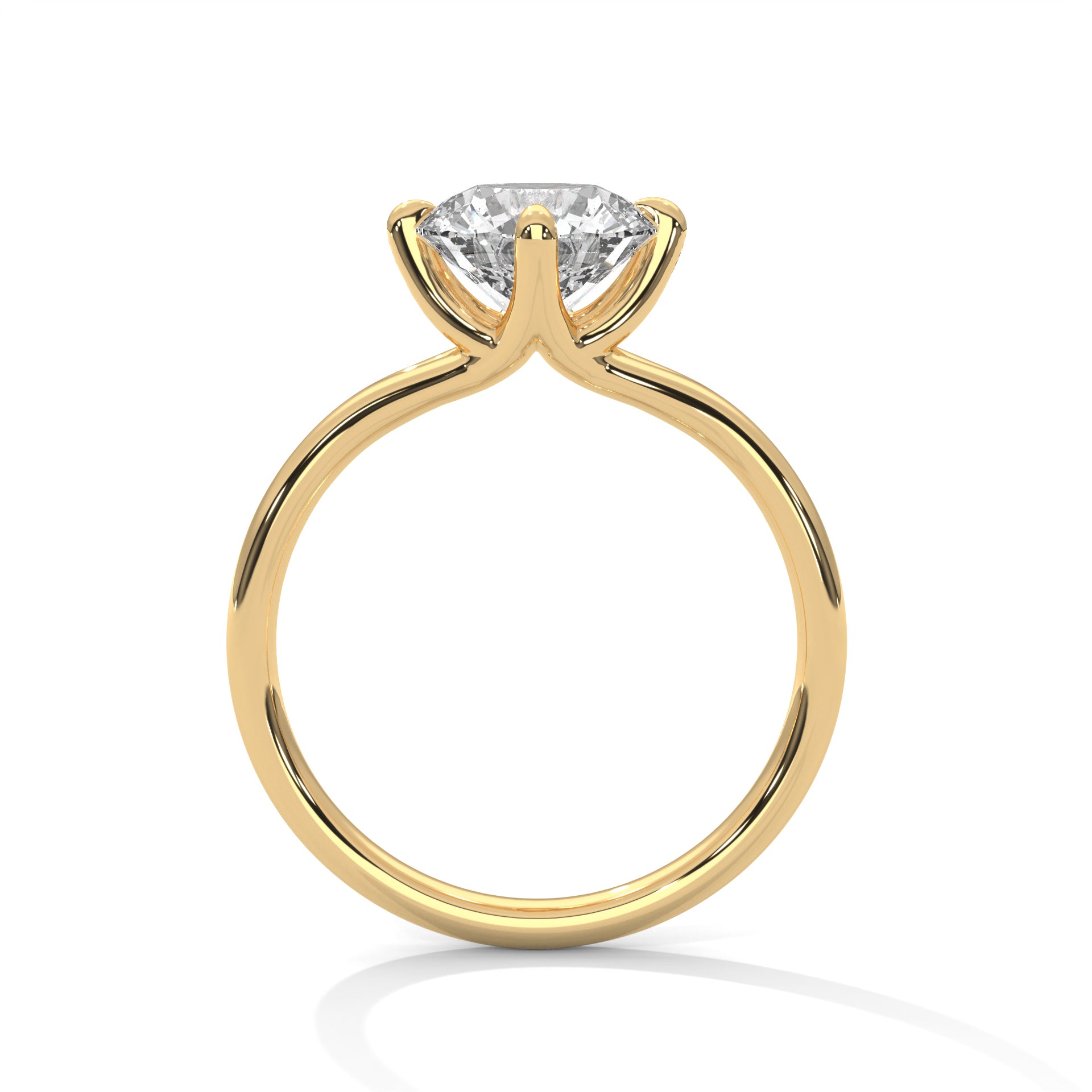 1–3 Carat Round Lab-Grown Diamond Solitaire Engagement Ring – Plain Band, 18K Gold
