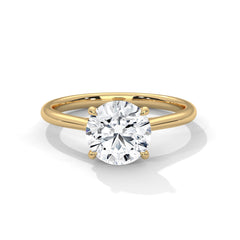 1–3 Carat Round Lab Grown Diamond Engagement Ring – Classic Cathedral Four-Prong Setting, 18K Gold