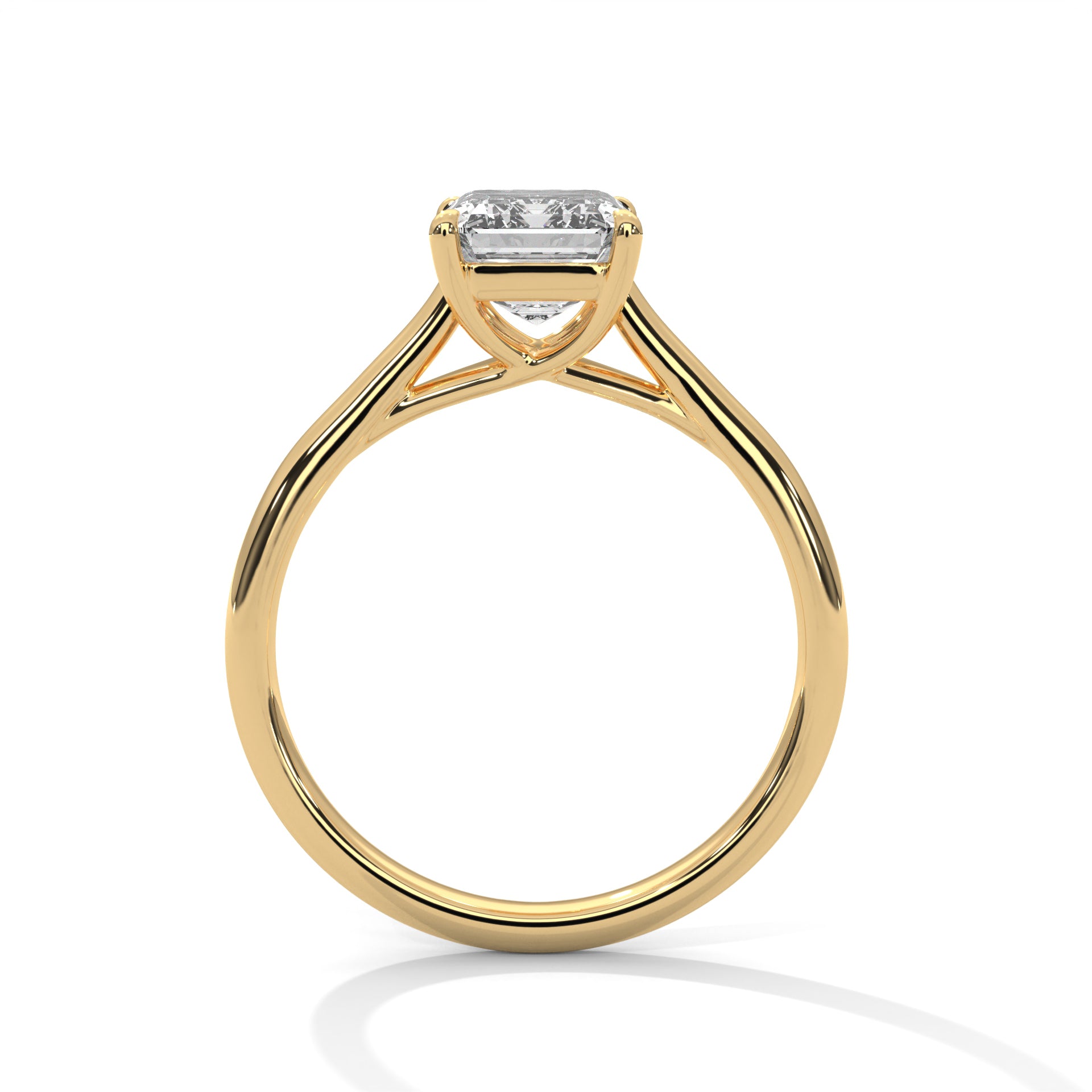 1–3 Carat Emerald Lab Grown Diamond Solitaire Ring – Cathedral Four-Prong Setting in 18K Gold