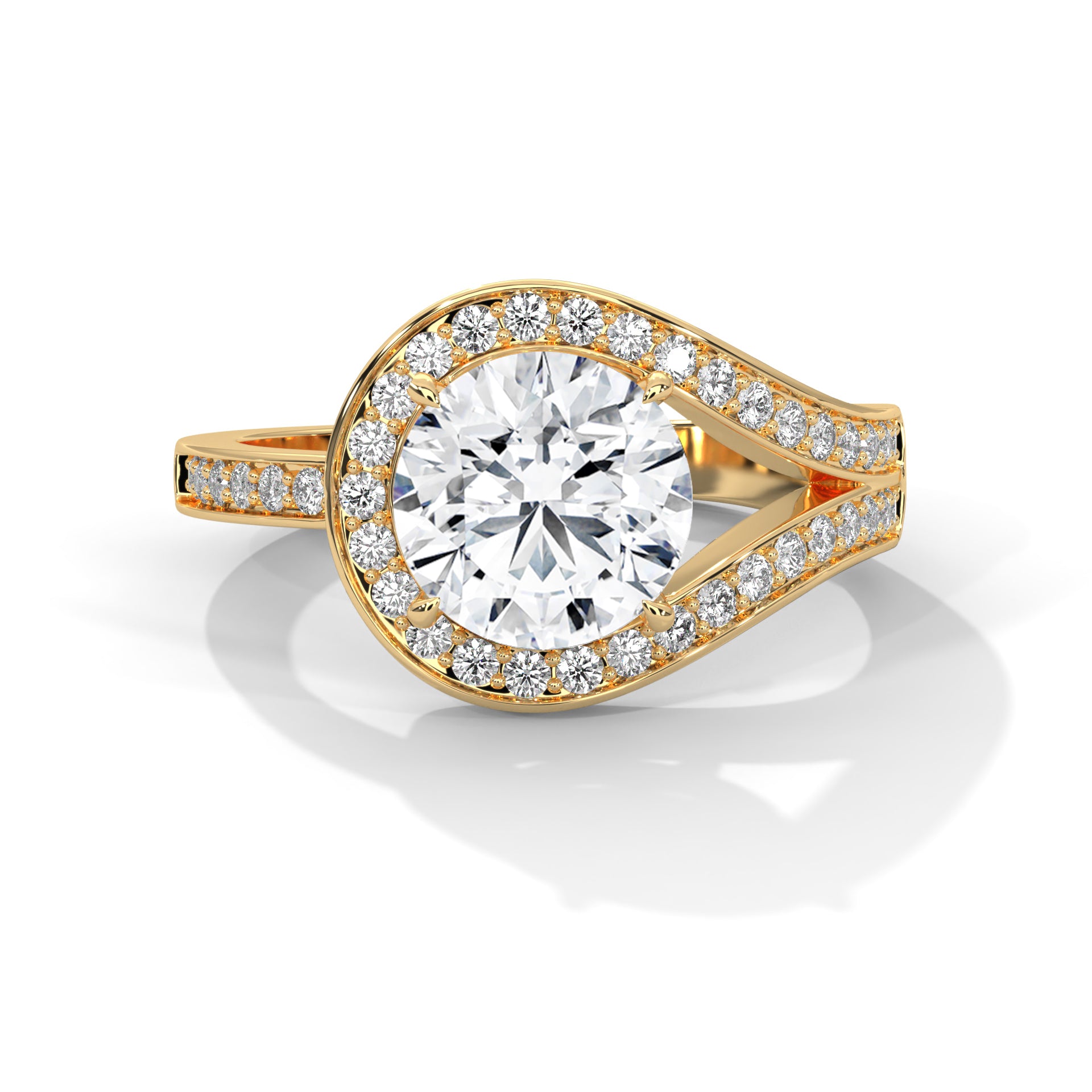 1–3 Carat Round Brilliant Lab-Grown Diamond Solitaire Ring with Half Split Shank – 18K Gold