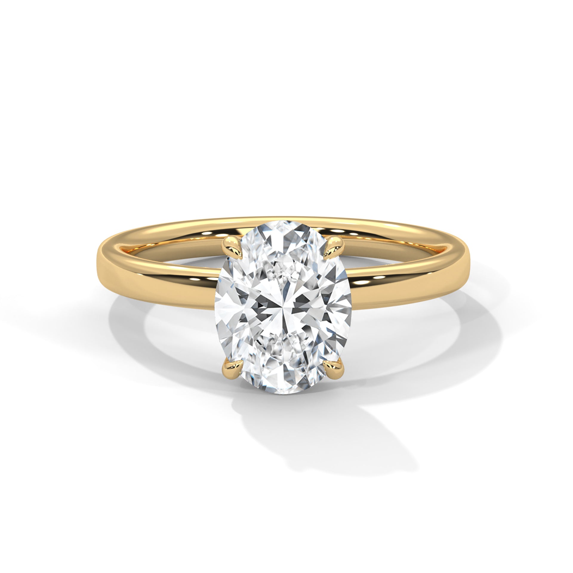 1–3 Carat Oval Cut Lab Grown Diamond Solitaire Ring – Classic Four-Prong Setting in 18K Gold