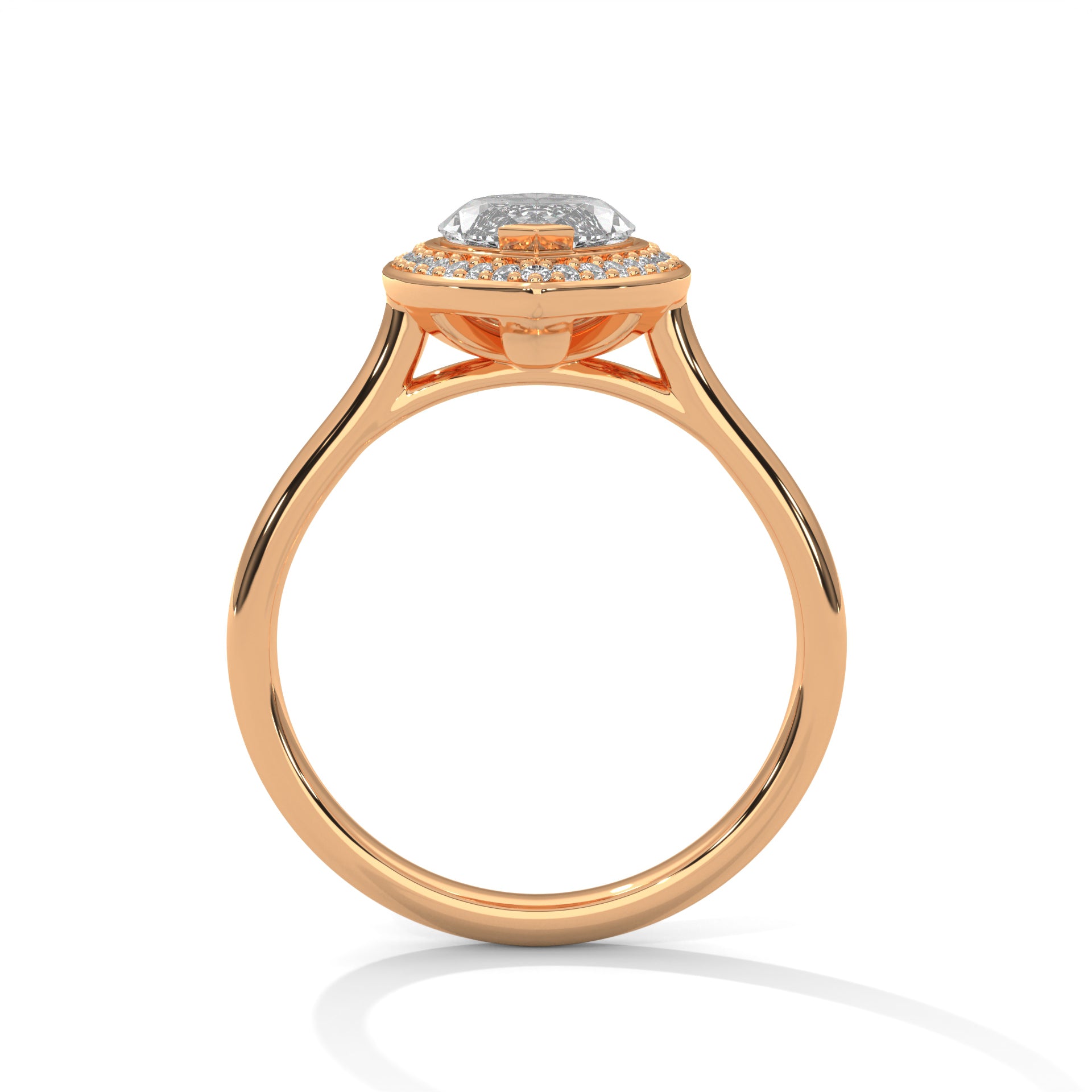1–3 Carat Marquise Lab-Grown Diamond Solitaire Engagement Ring with Halo – 18K Gold