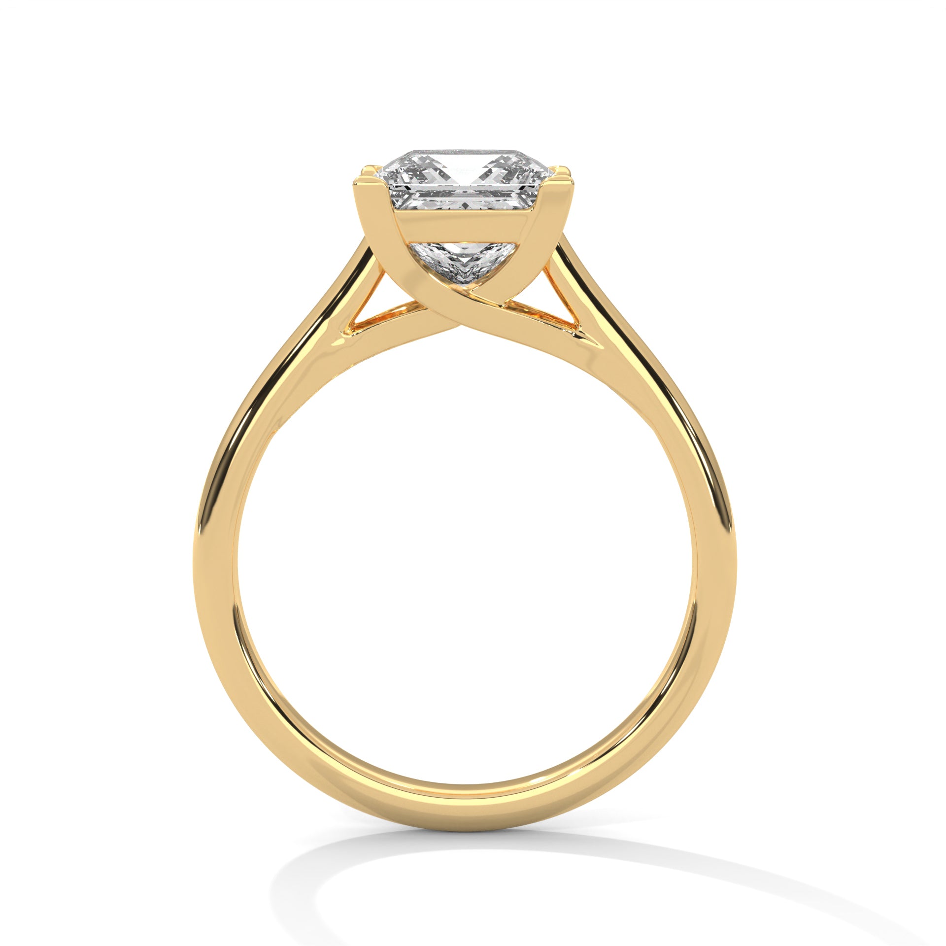 1–3 Carat Princess Lab-Grown Diamond Solitaire Engagement Ring – Plain Band, 18K Gold