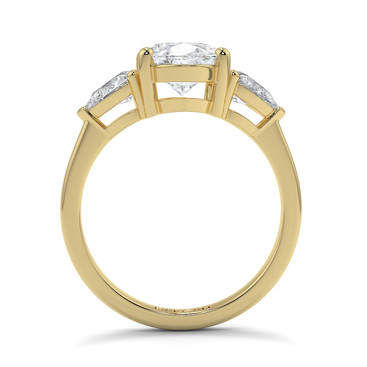 1–5 Carat Oval Cut Lab Grown Diamond Solitaire Trilogy Ring in 18K Gold | Pear Side Stones