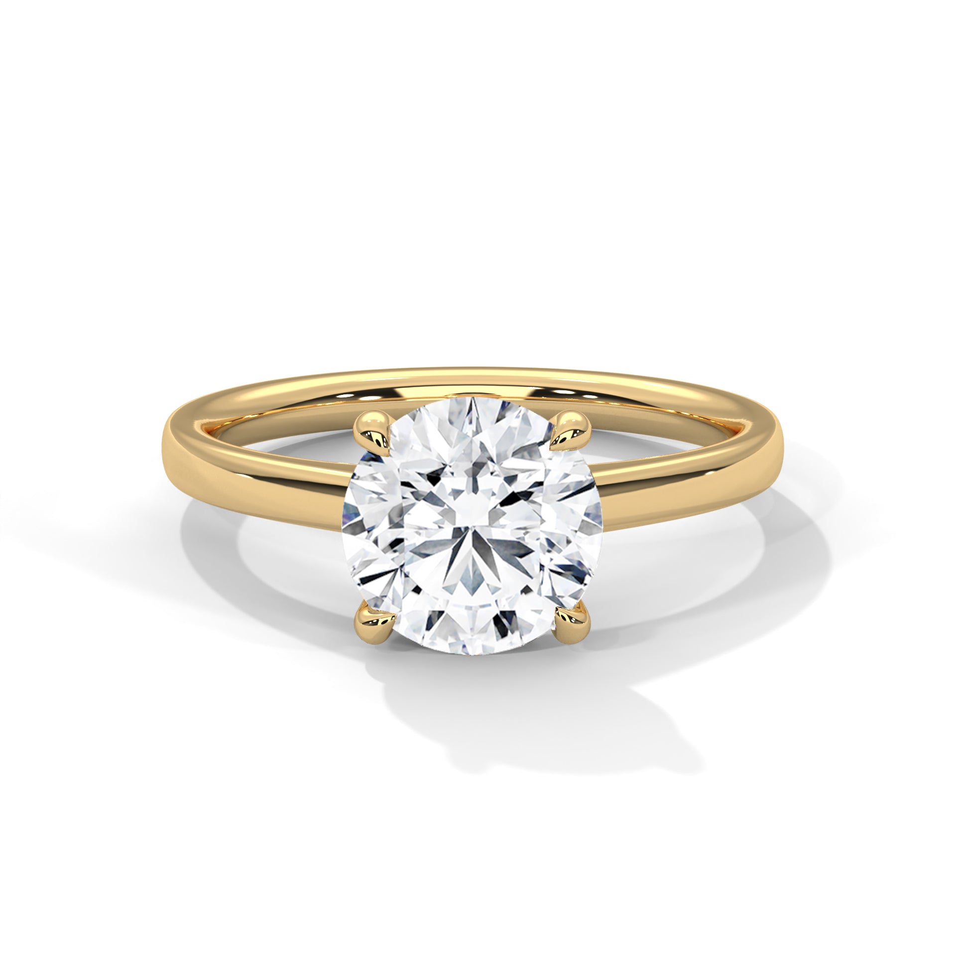 1–3 Carat Round Lab Grown Diamond Solitaire Ring – Classic 4 Prong Setting in 18K White, Yellow or Rose Gold