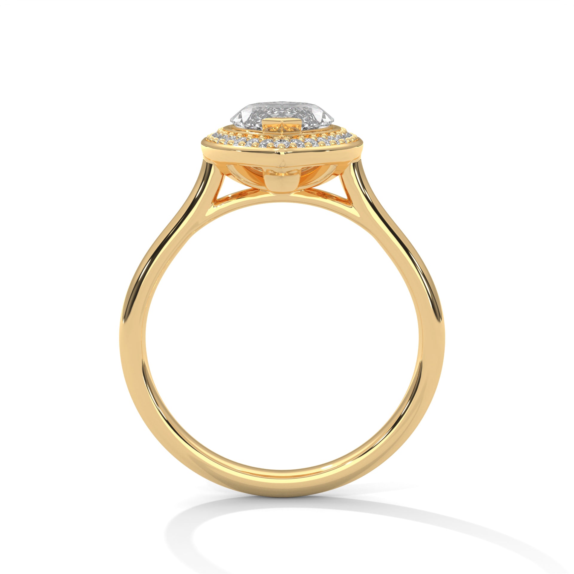 1–3 Carat Marquise Lab-Grown Diamond Solitaire Engagement Ring with Halo – 18K Gold