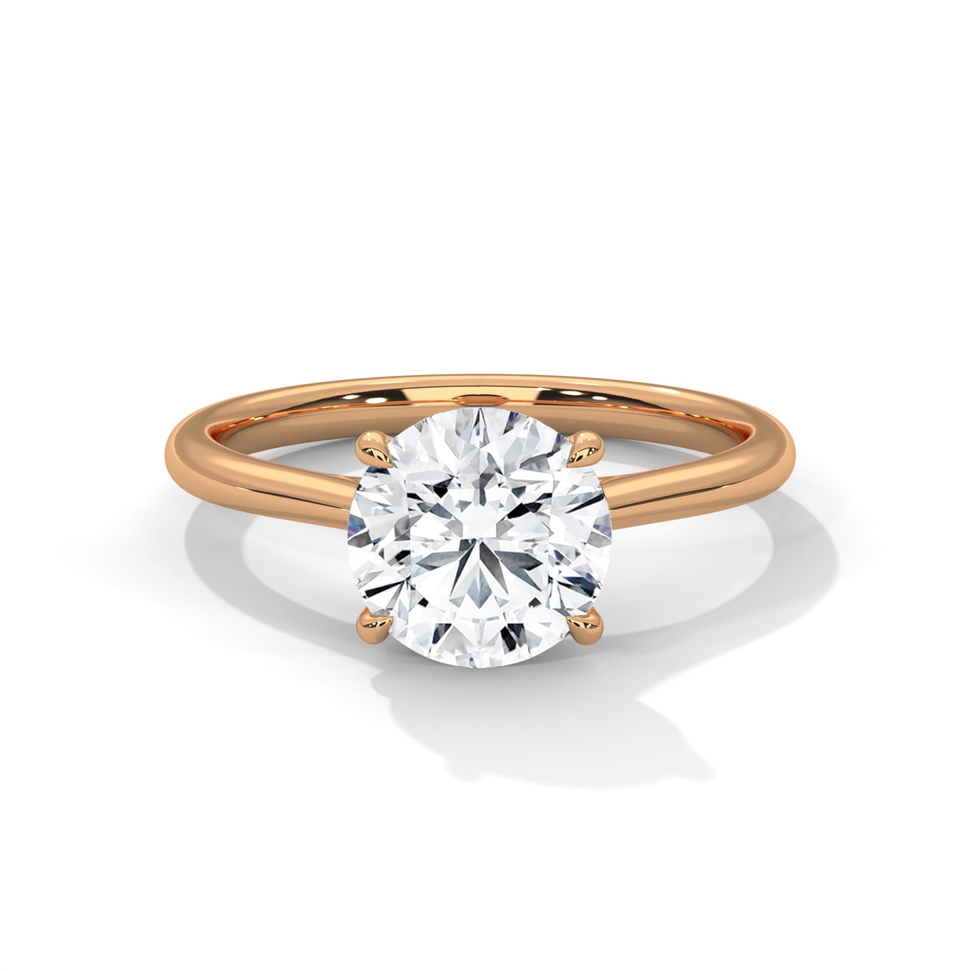 1–3 Carat Round Lab Grown Diamond Engagement Ring – Classic Cathedral Four-Prong Setting, 18K Gold