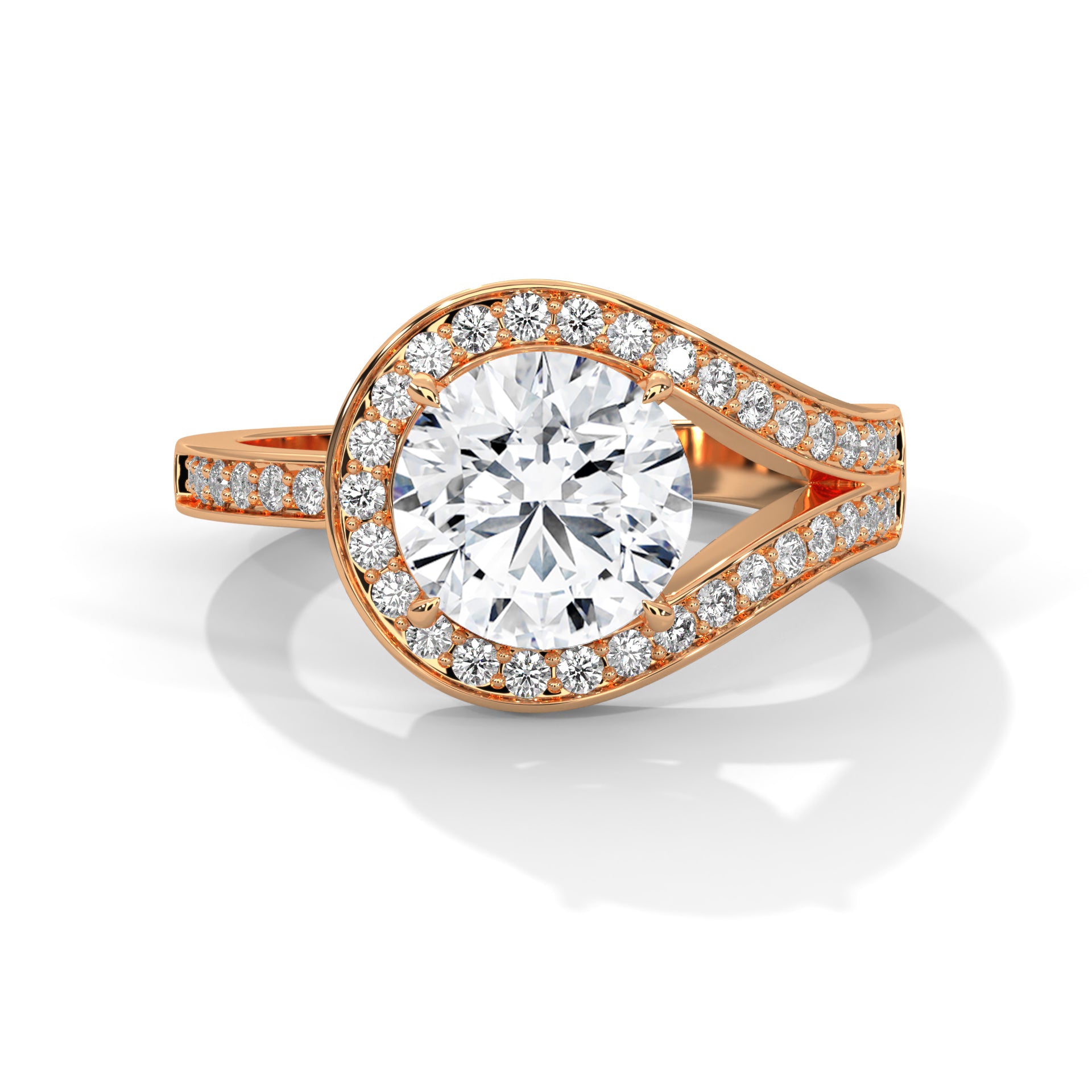 1–3 Carat Round Brilliant Lab-Grown Diamond Solitaire Ring with Half Split Shank – 18K Gold