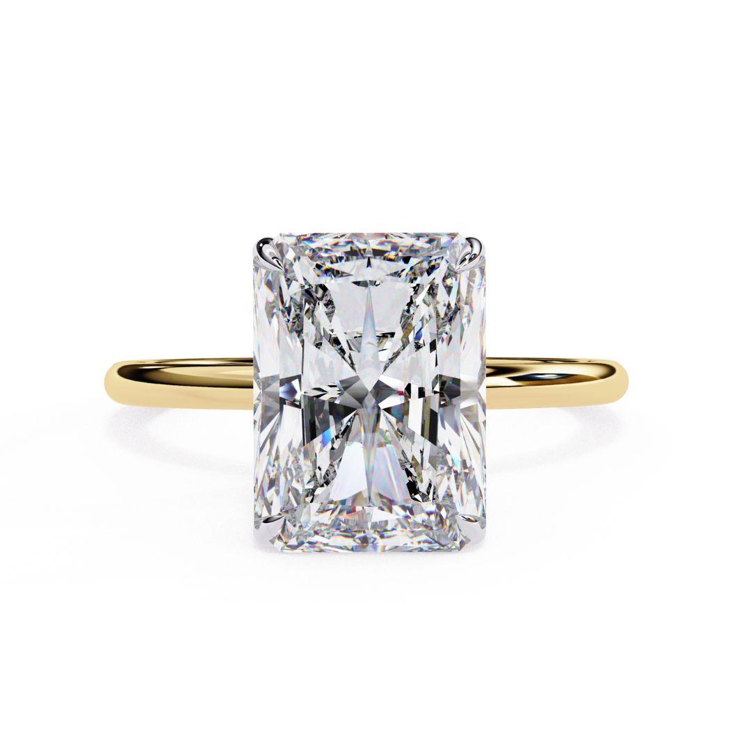 1–5 Carat Radiant Cut Lab Grown Diamond Hidden Halo Ring | Classic Solitaire | Dual Tone Options | IGI Certified | 18K Gold