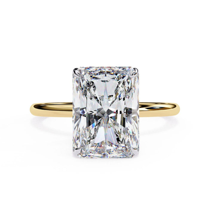 1–5 Carat Radiant Cut Lab Grown Diamond Hidden Halo Ring | Classic Solitaire | Dual Tone Options | IGI Certified | 18K Gold