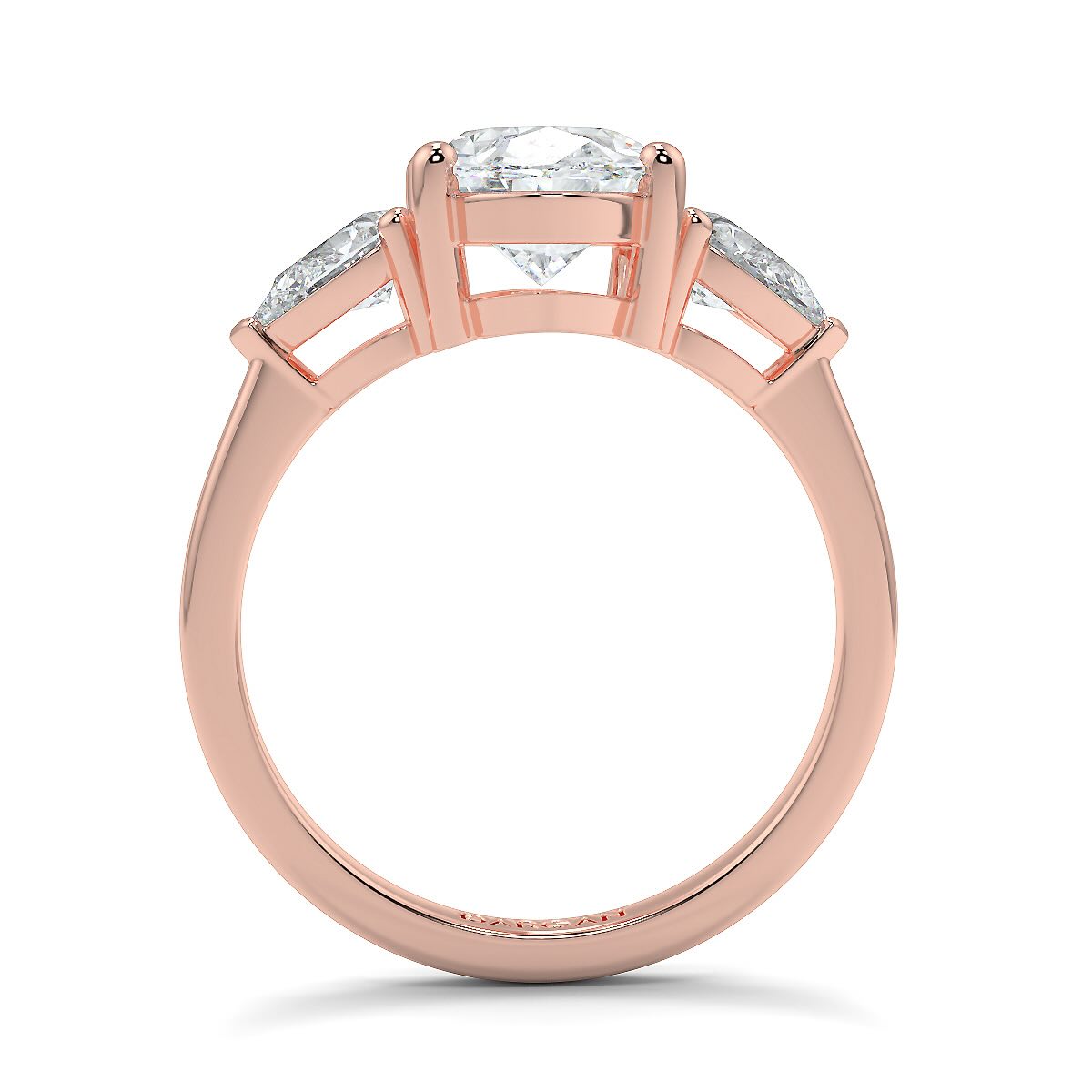 1–5 Carat Oval Cut Lab Grown Diamond Solitaire Trilogy Ring in 18K Gold | Pear Side Stones