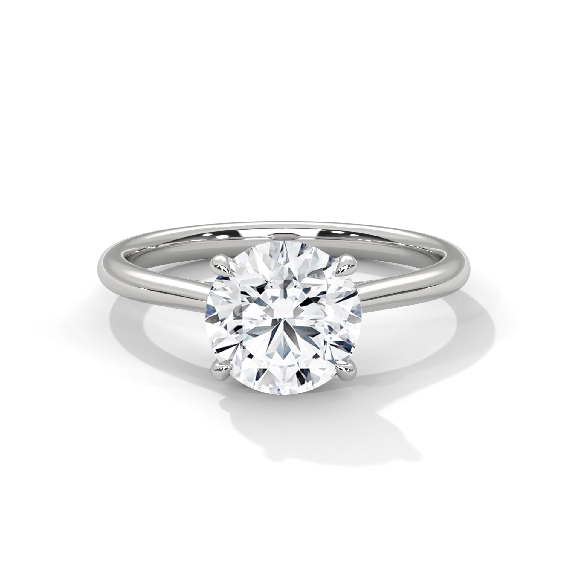 1–3 Carat Round Lab Grown Diamond Engagement Ring – Classic Cathedral Four-Prong Setting, 18K Gold