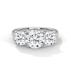 Round Brilliant Cut Diamond Trilogy Engagement Solitaire Ring | 1 to 3 Carat Centre | Round Side Diamonds | 18K Gold