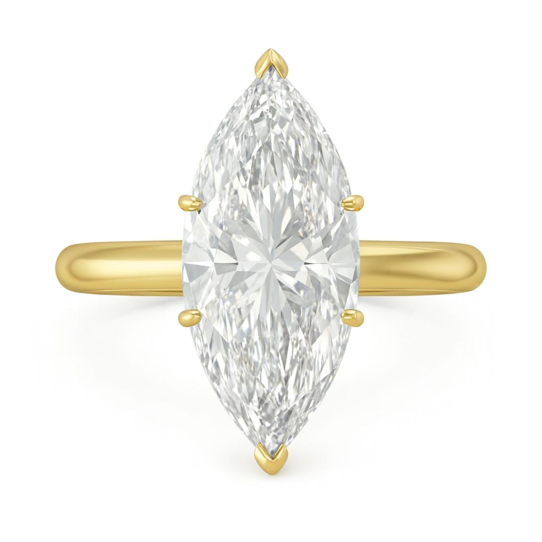 10 Carat Marquise Lab Grown Diamond Solitaire Ring – Available in 18K Yellow, White & Rose Gold