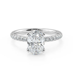 1–3 Carat Oval Cut Lab Grown Diamond Solitaire Ring | Pavé Band | IGI Certified | 18K White, Yellow & Rose Gold