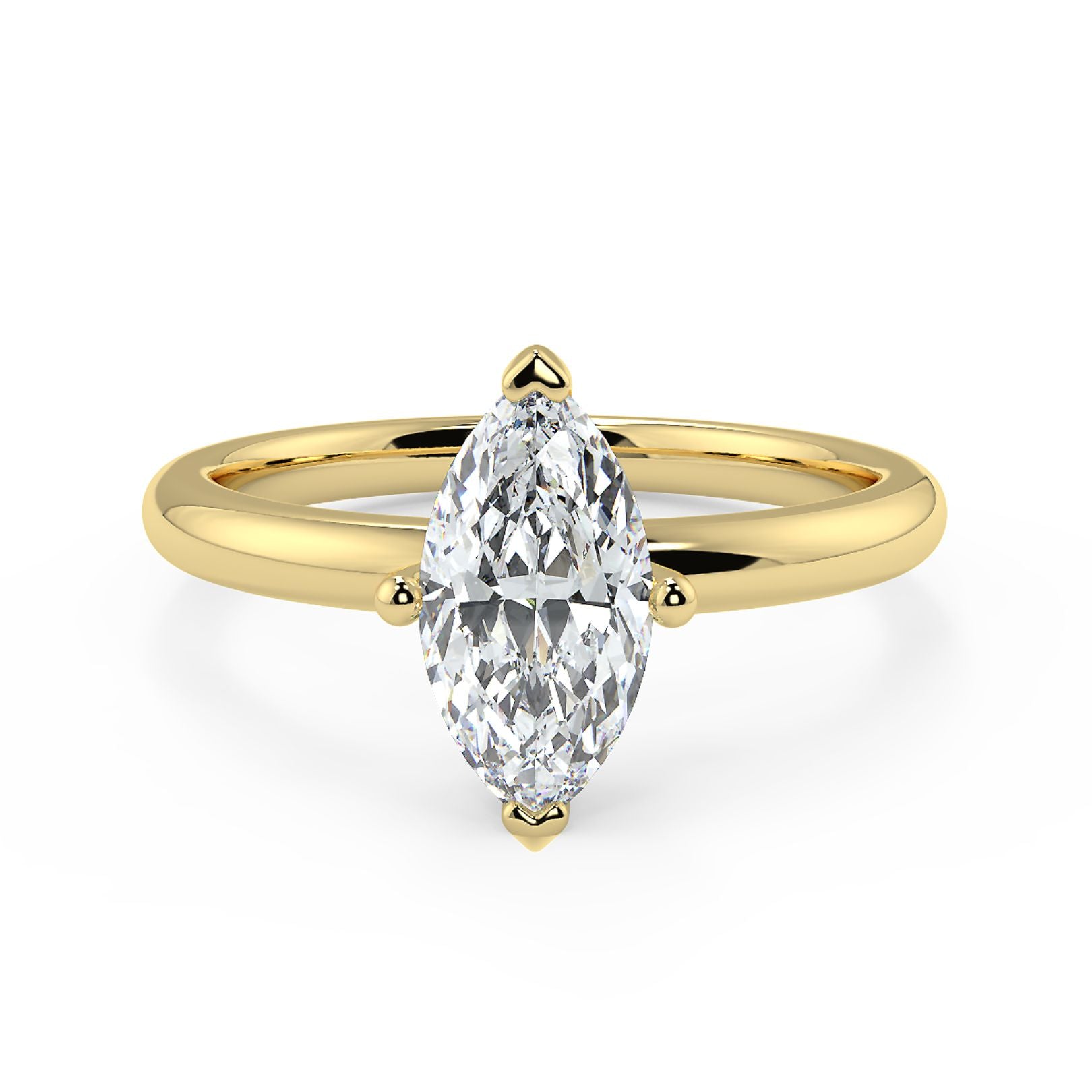 1–3 Carat Marquise Cut Lab Grown Diamond Solitaire Ring | Elongated Brilliant Shape | IGI Certified | 18K White, Yellow & Rose Gold