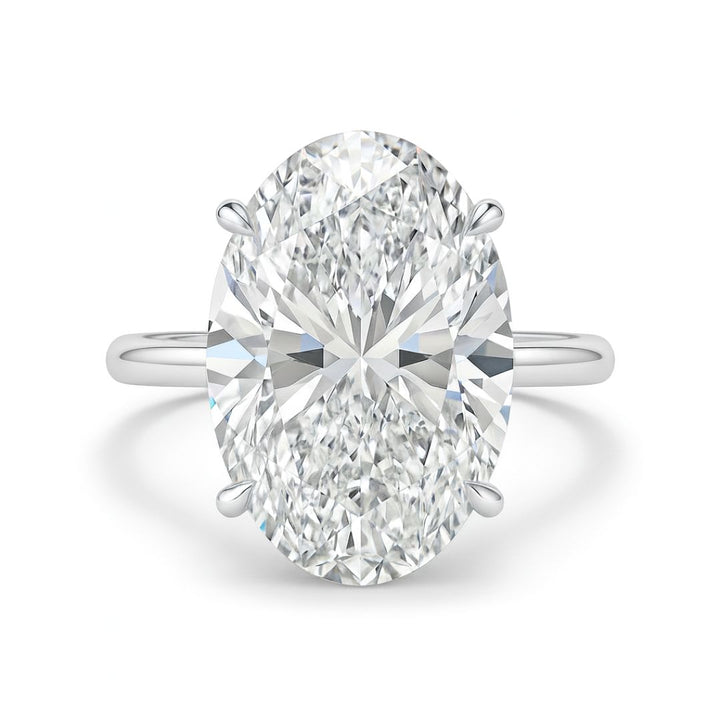 10 Carat Oval Lab Grown Diamond Solitaire Ring | Classic Four-Prong Setting | IGI Certified | 18K White Gold
