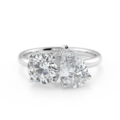 Round and Pear Toi et Moi Lab-Grown Diamond Solitaire Ring in 18K Gold